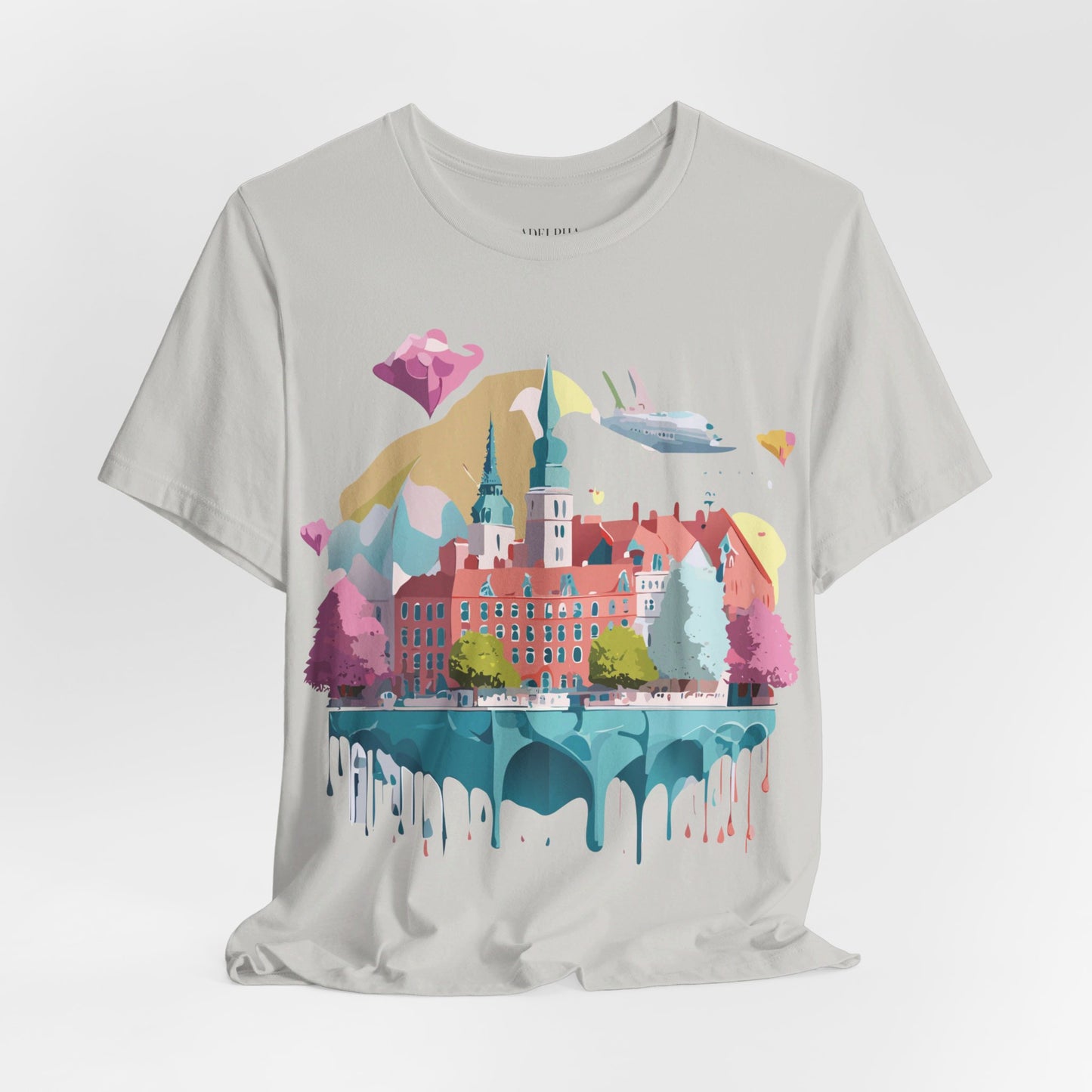 Natural Cotton Tee Shirt - Beautiful Places Collection - Warnemünde and Rostock - Germany Printify