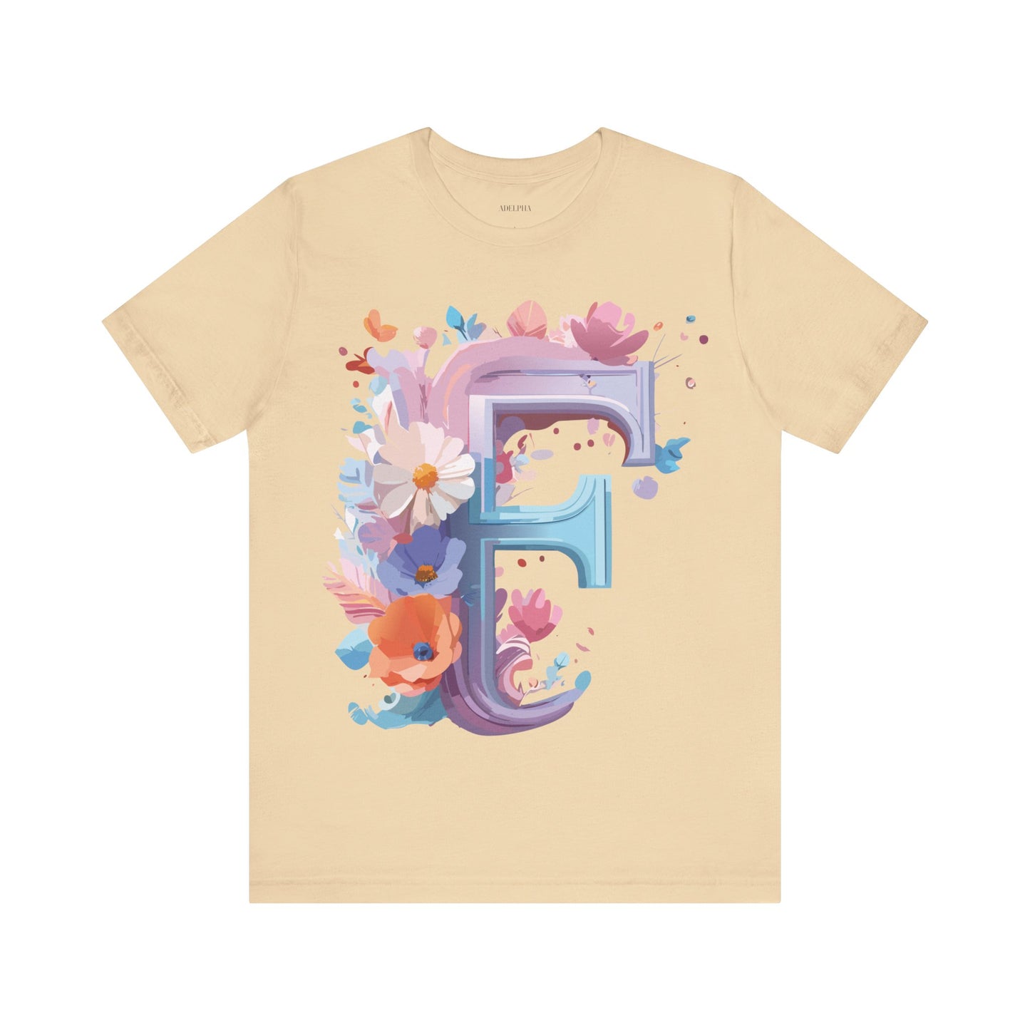 Natural Cotton Tee Shirt - Letters Collection - F Printify