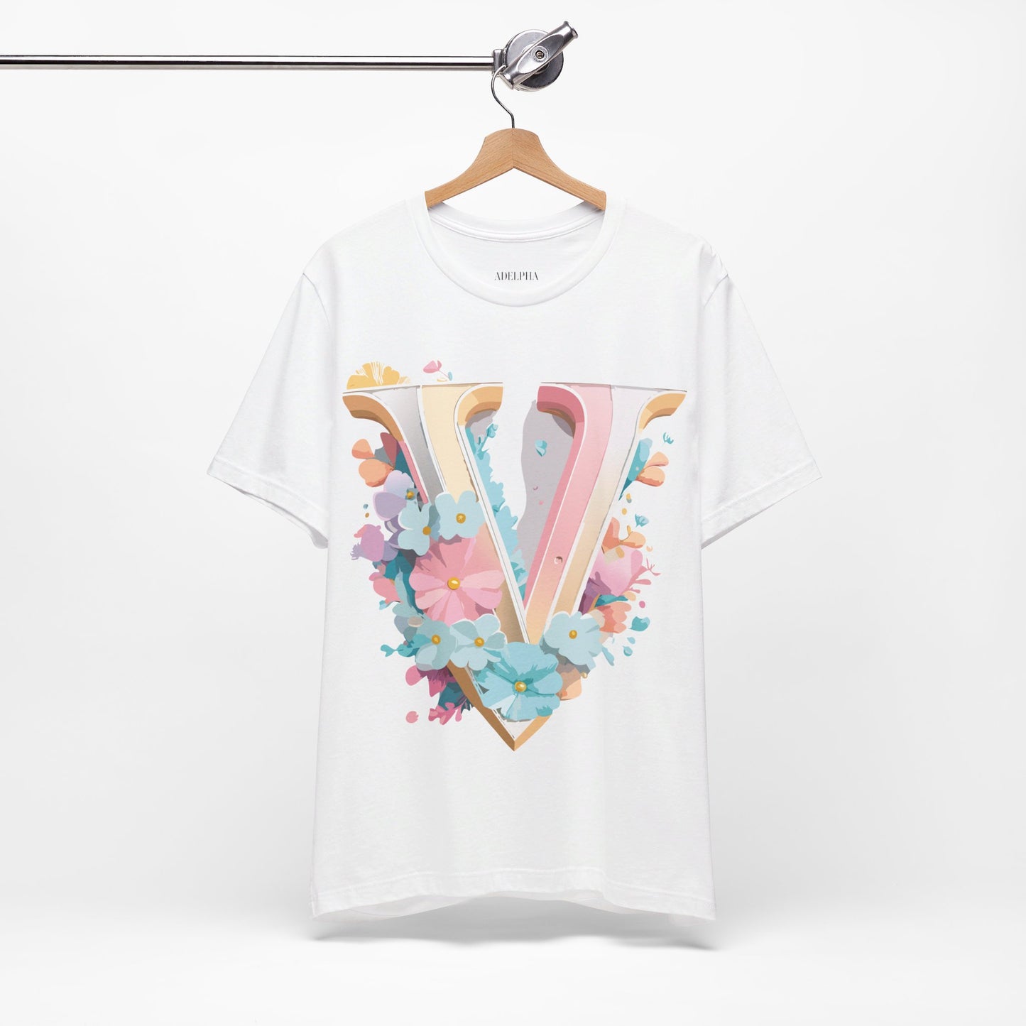 Natural Cotton Tee Shirt - Letters Collection - V Printify
