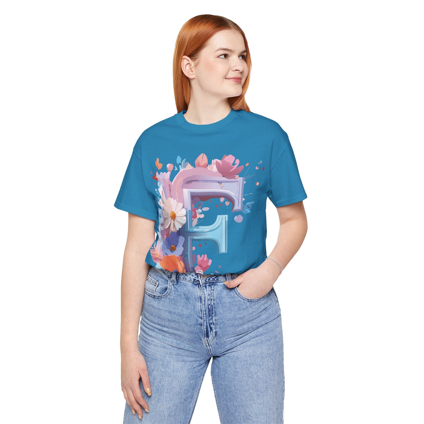 Natural Cotton Tee Shirt - Letters Collection - F Printify