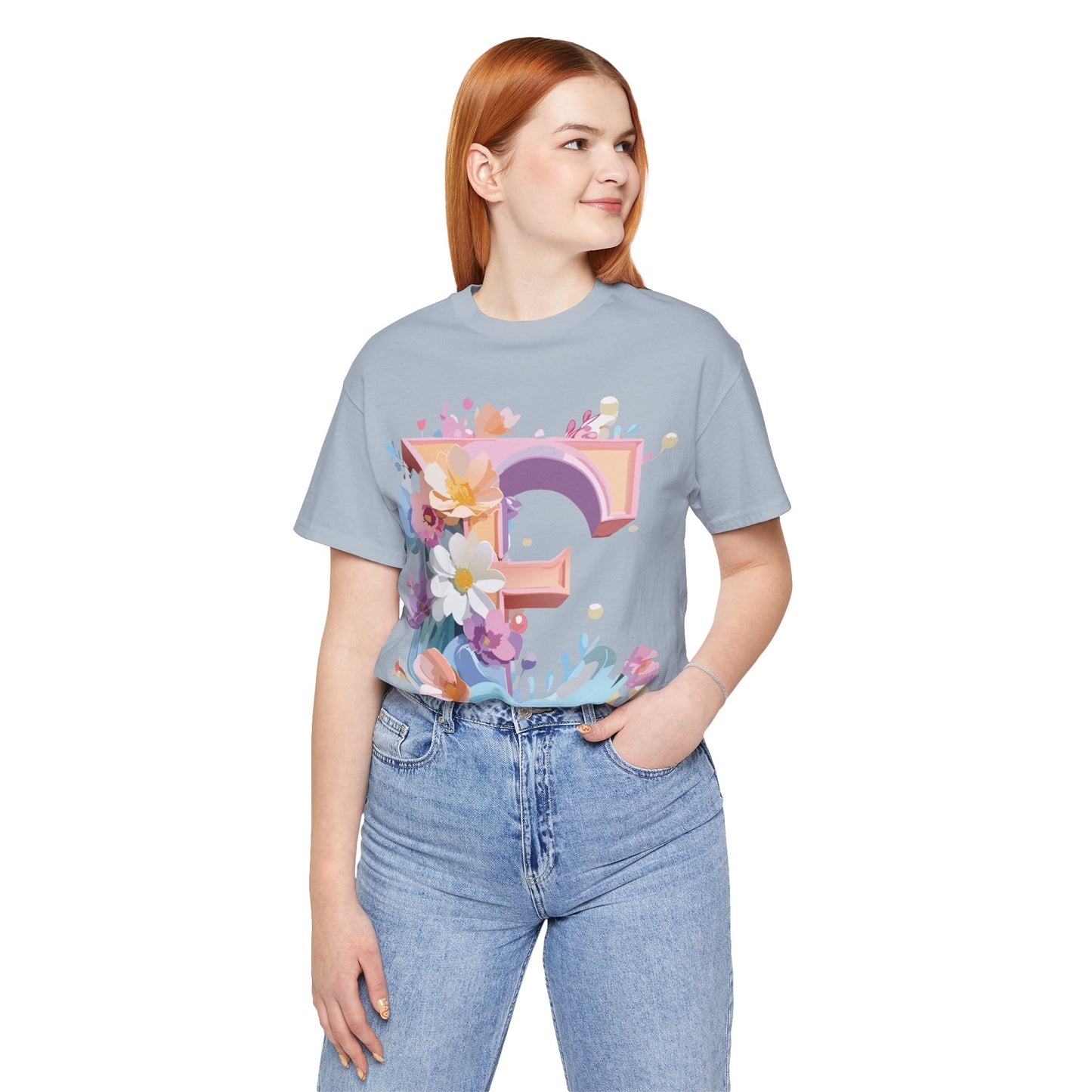 Natural Cotton Tee Shirt - Letters Collection - E Printify