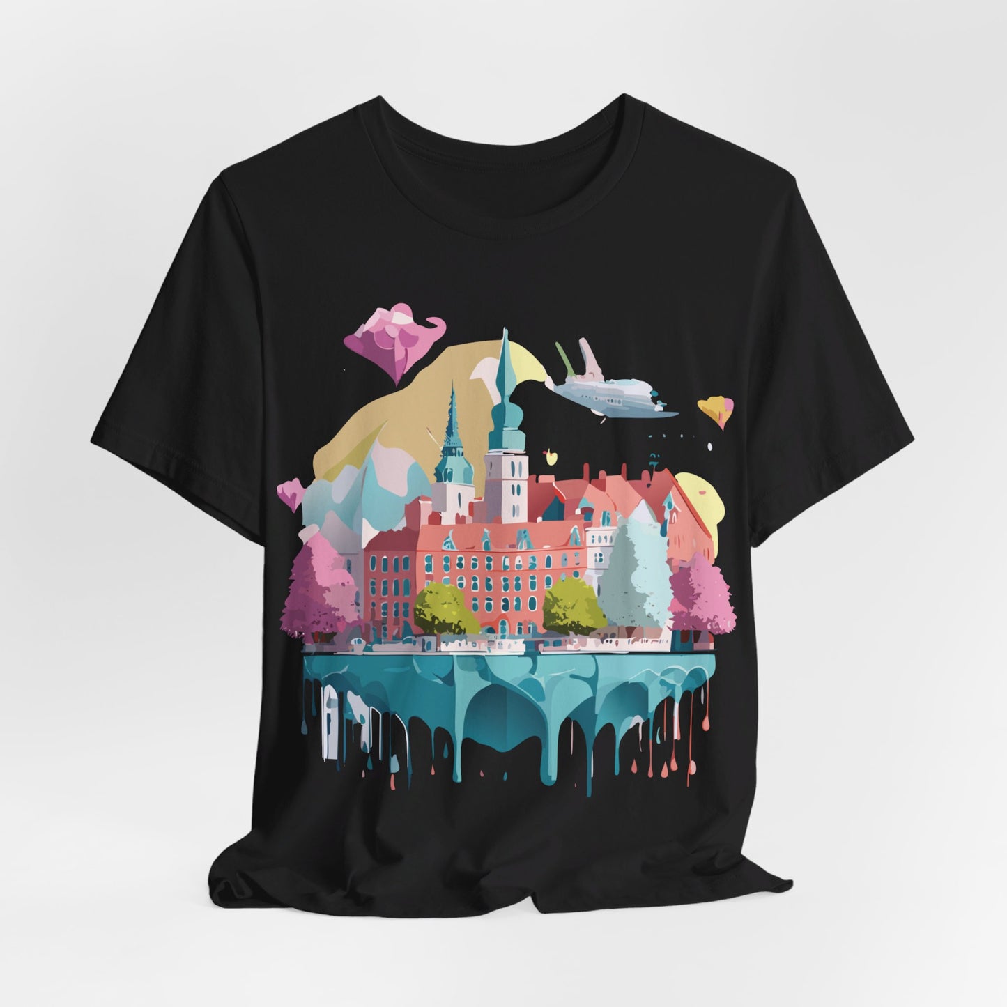 Natural Cotton Tee Shirt - Beautiful Places Collection - Warnemünde and Rostock - Germany Printify