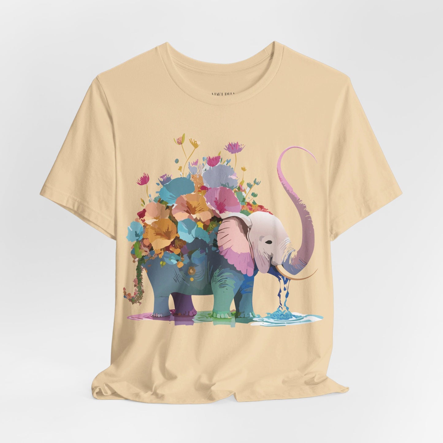 Natural Cotton Tee Shirt with Elephant Printify