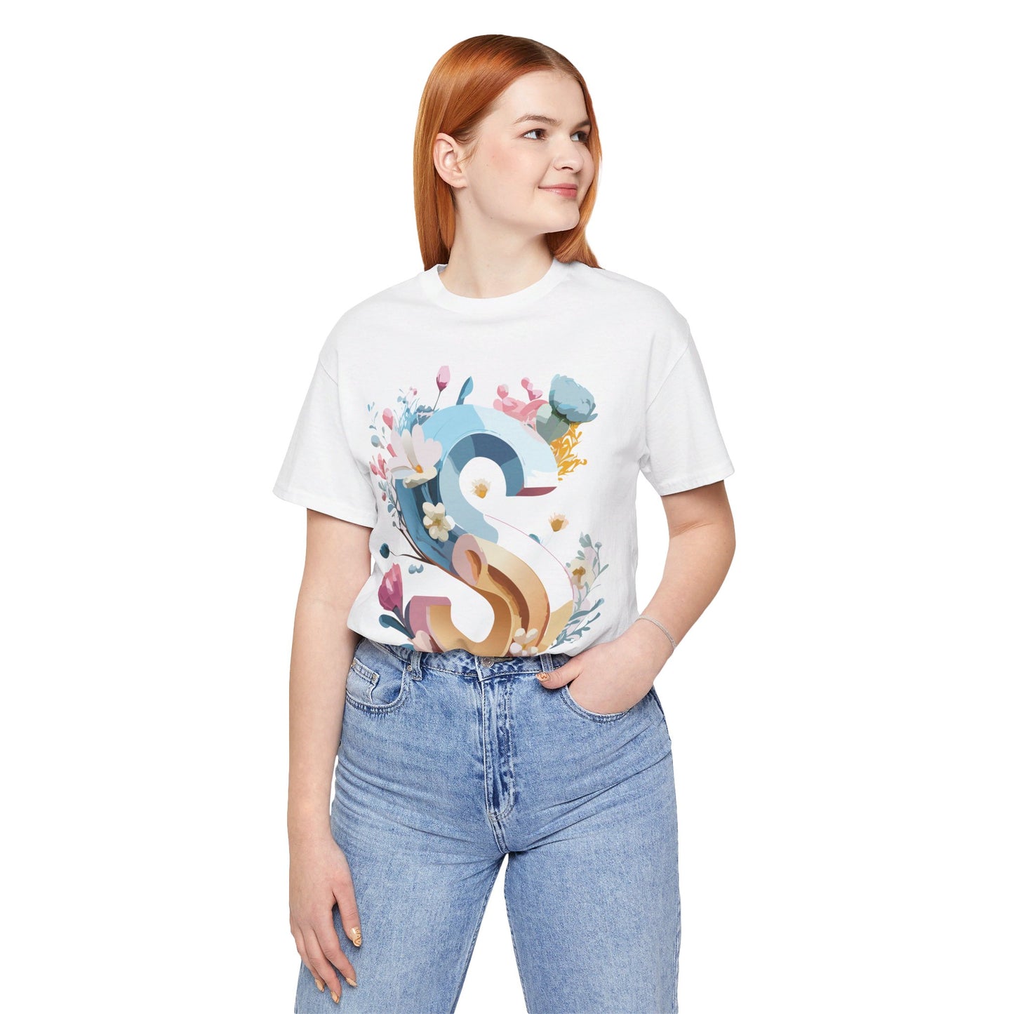 Natural Cotton Tee Shirt - Letters Collection - S Printify