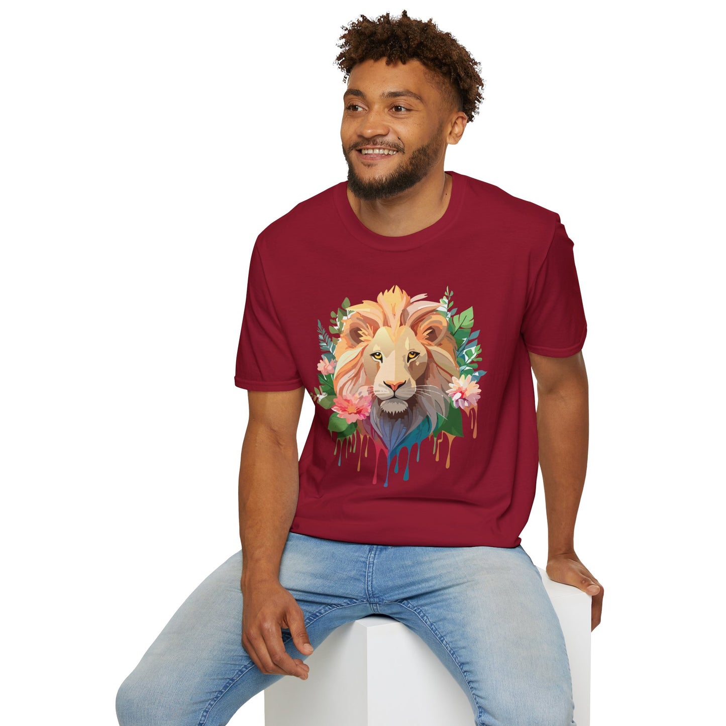 Lion Shirt, Shirt with Lion, Floral Lion Tee, Shirt with Animals
