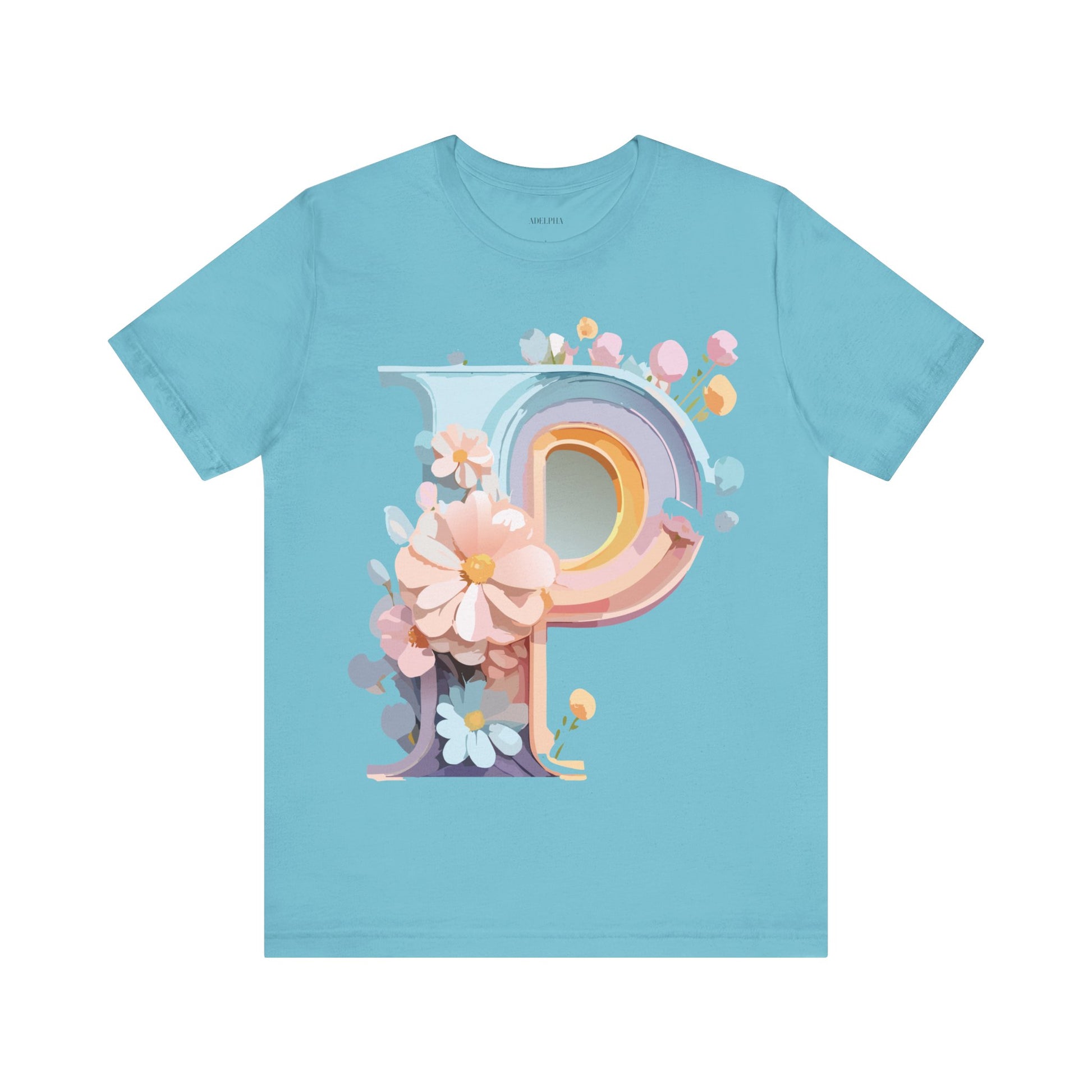 Natural Cotton Tee Shirt - Letters Collection - P Printify