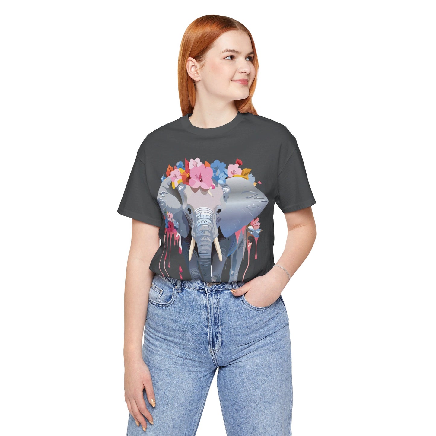 Natural Cotton Tee Shirt with Elephant Printify