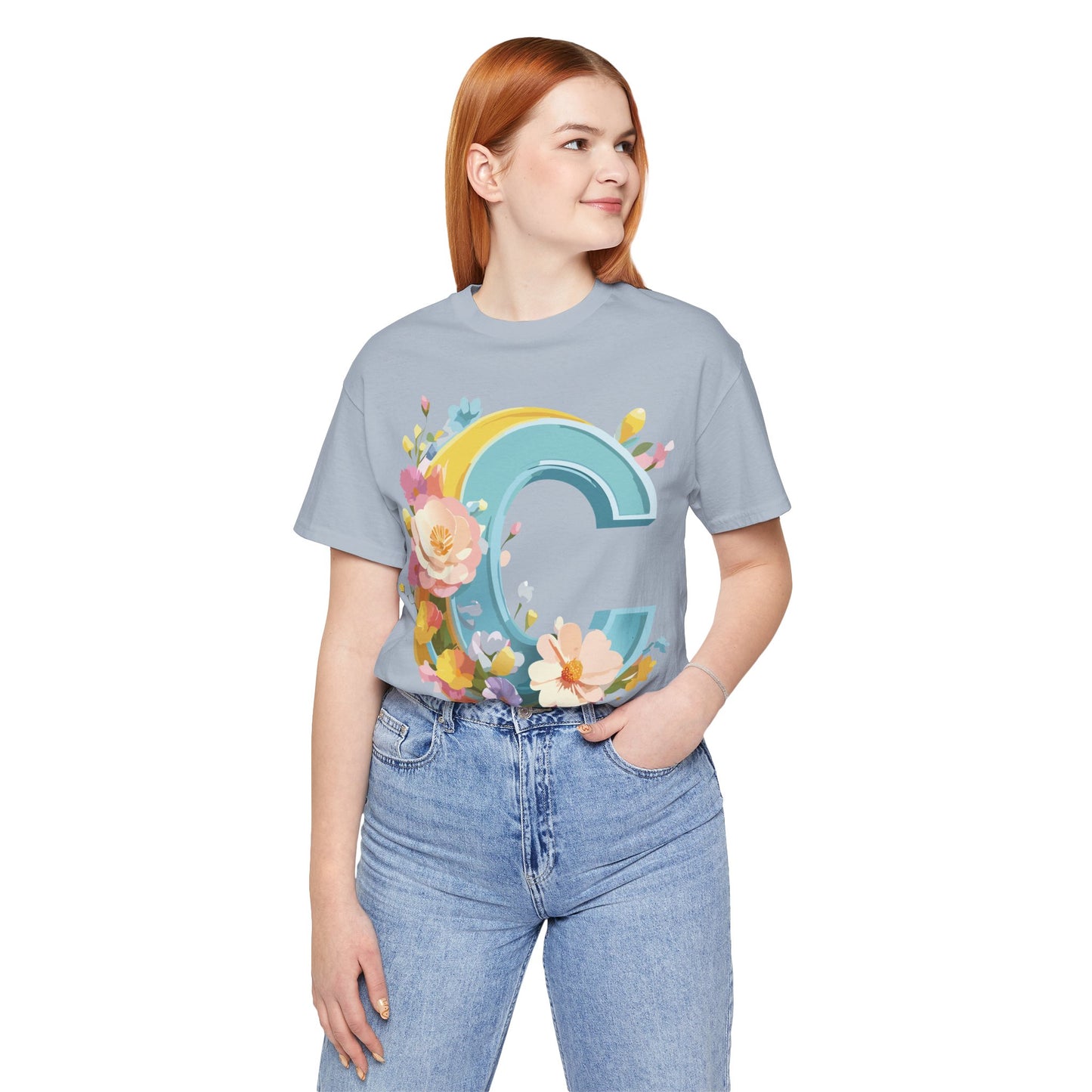Natural Cotton Tee Shirt - Letters Collection - C Printify