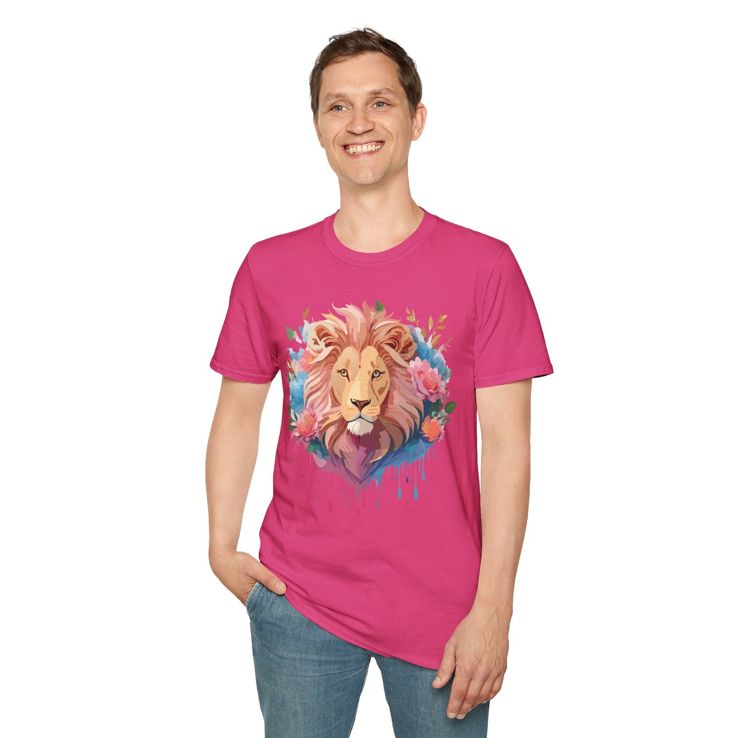 Lion Shirt, Shirt with Lion, Floral Lion Tee, Shirt with Animals
