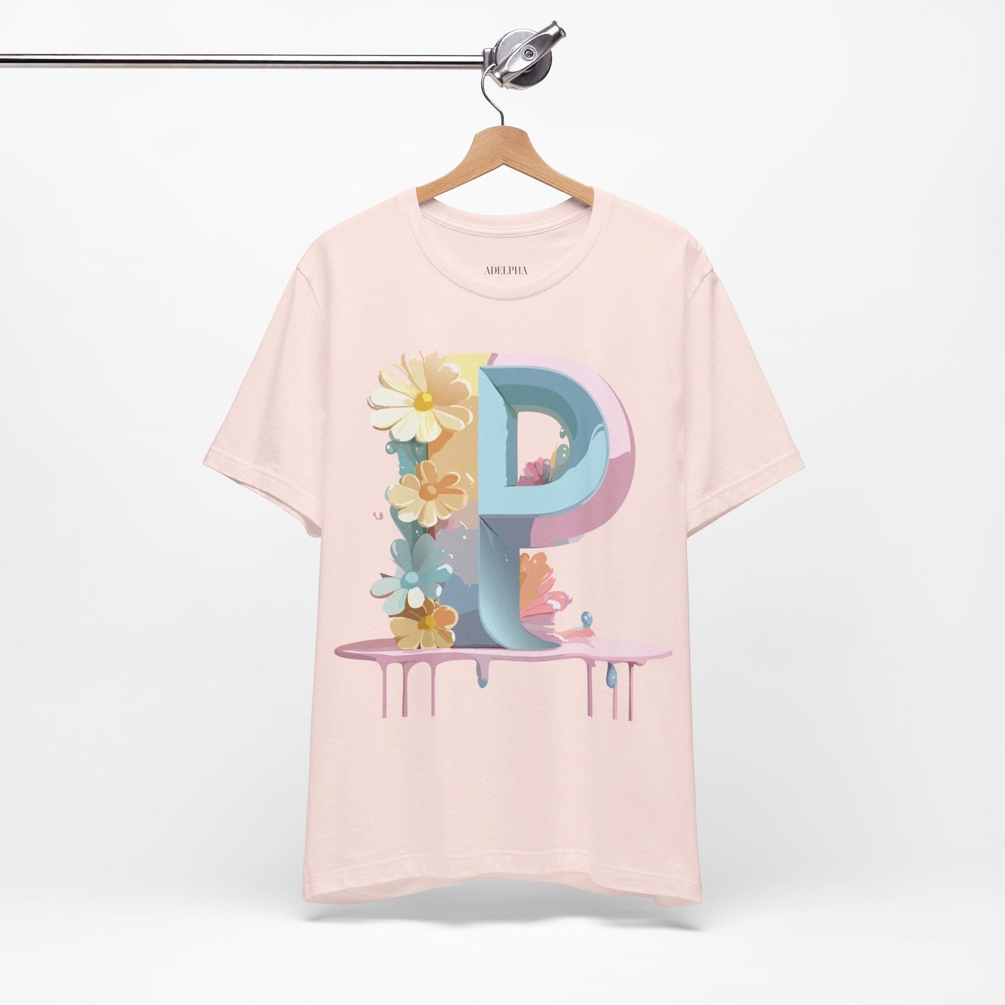 Natural Cotton Tee Shirt - Letters Collection - P Printify