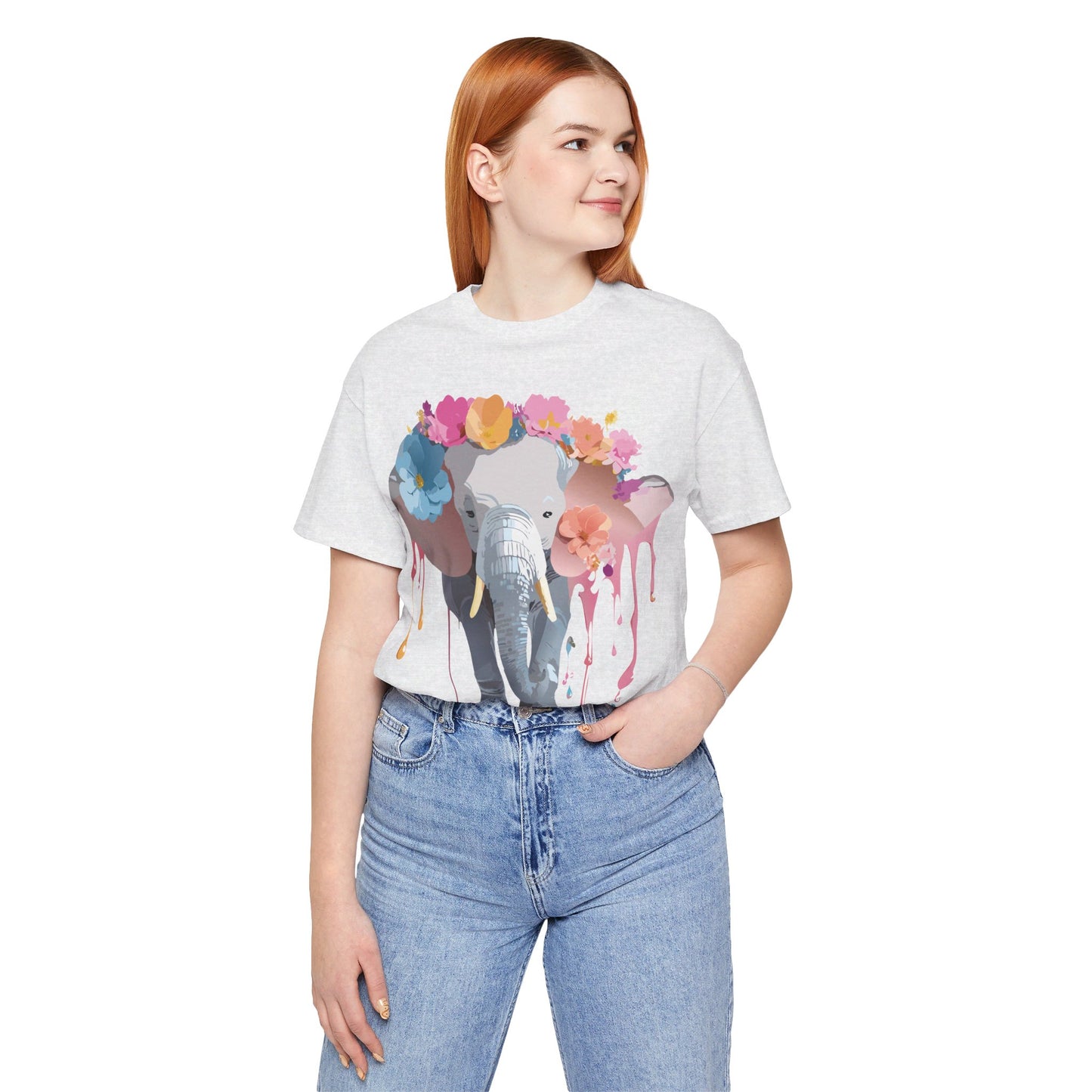 Natural Cotton Tee Shirt with Elephant Printify