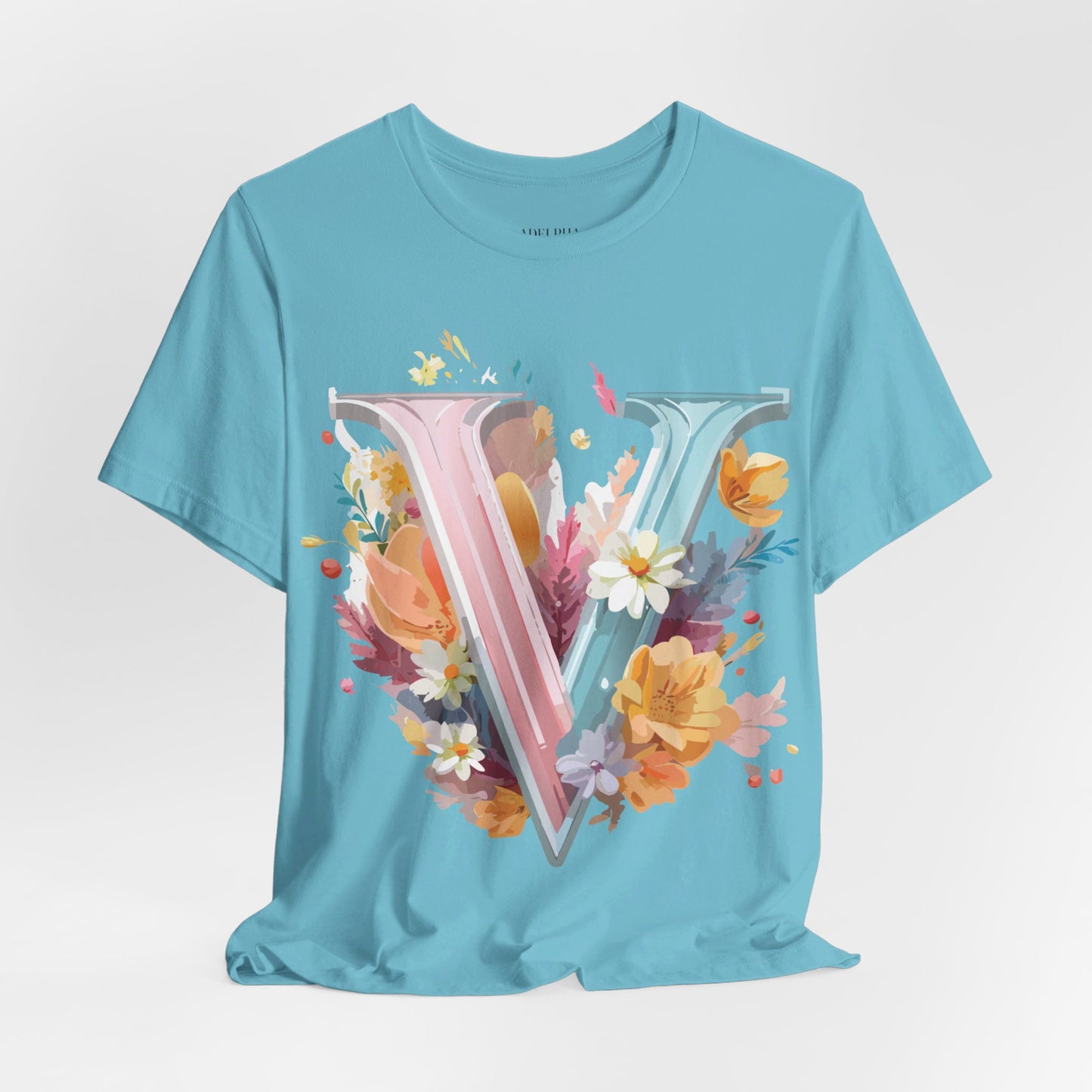 Natural Cotton Tee Shirt - Letters Collection - V Printify