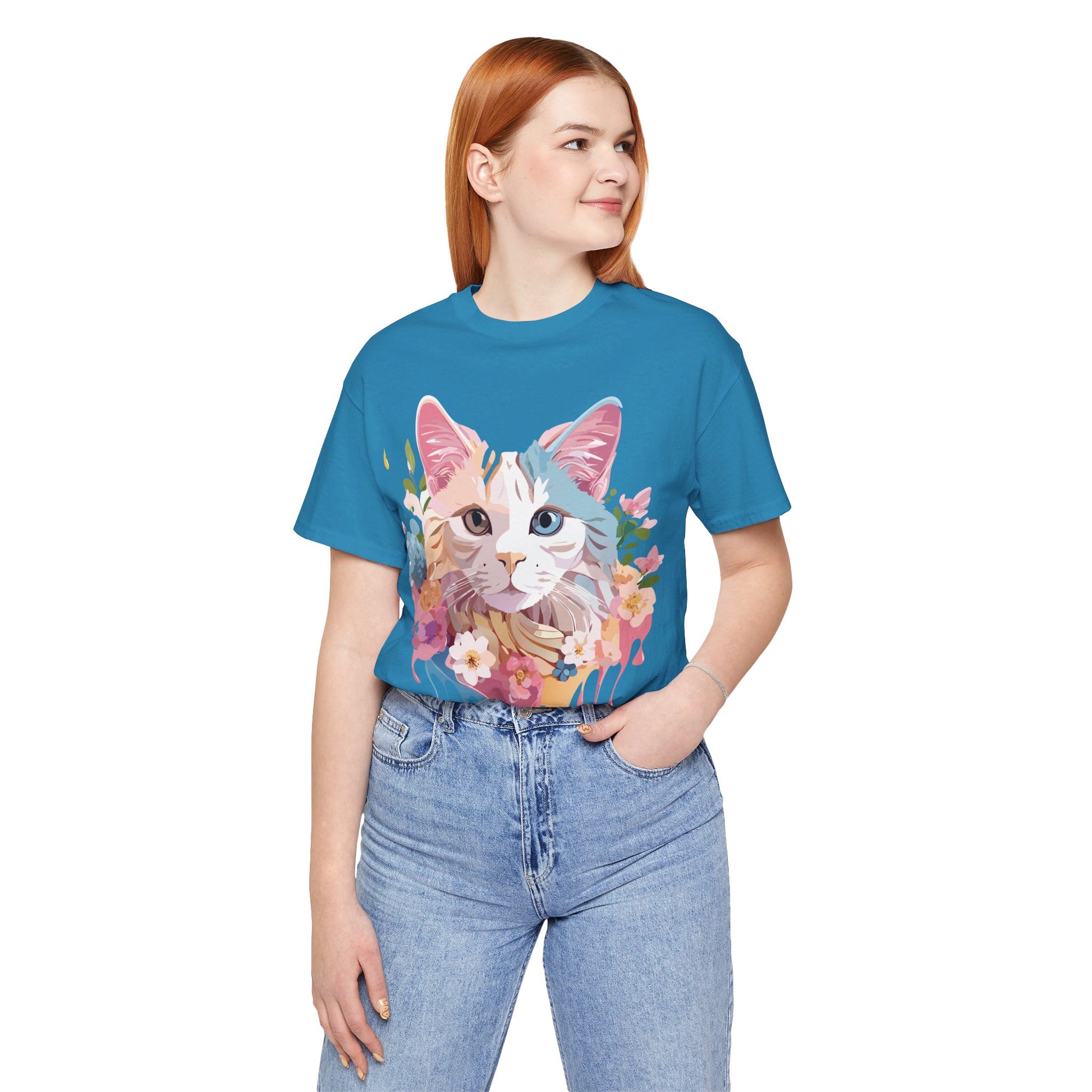 Natural Cotton Tee Shirt with Cat Printify
