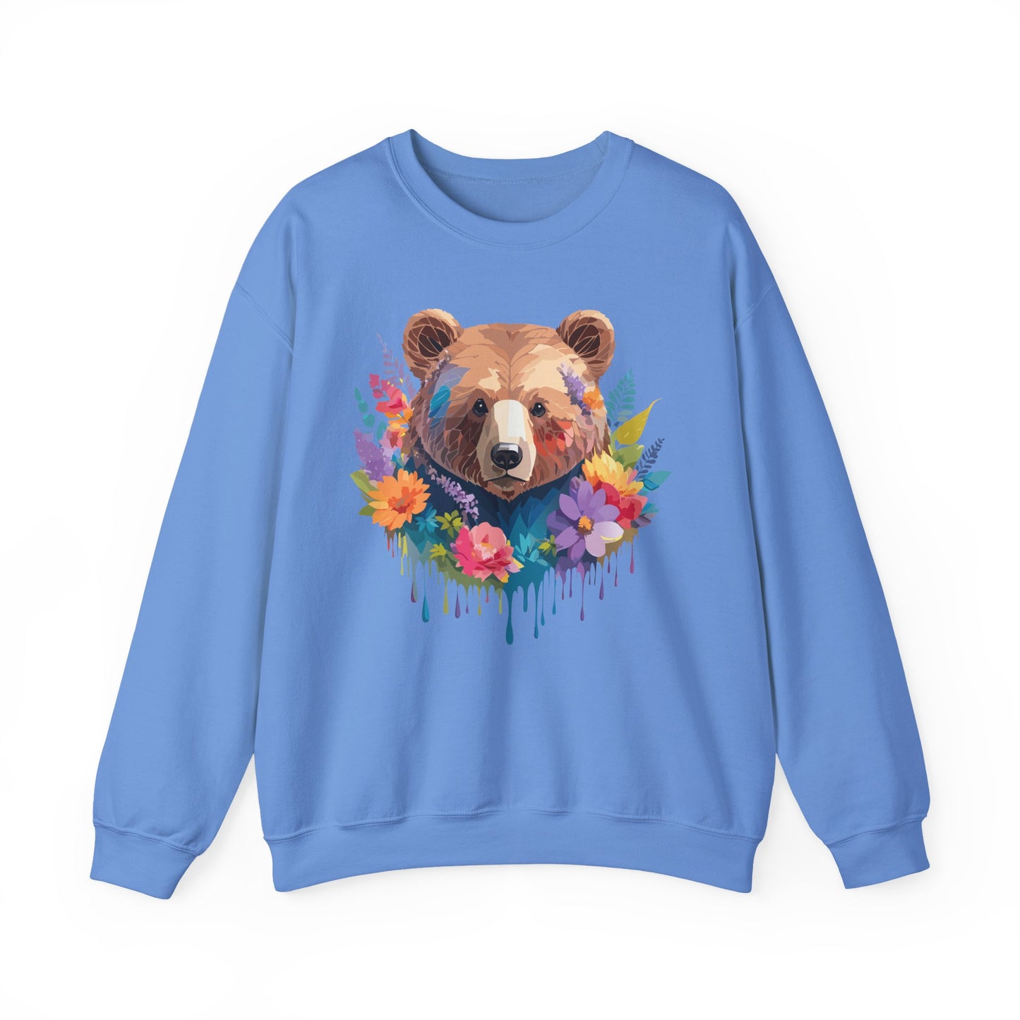 Unisex Floral Bear Sweatshirt, Animals Sweatshirt, Floral Sweatshirt, Art Design Sweatshirt
