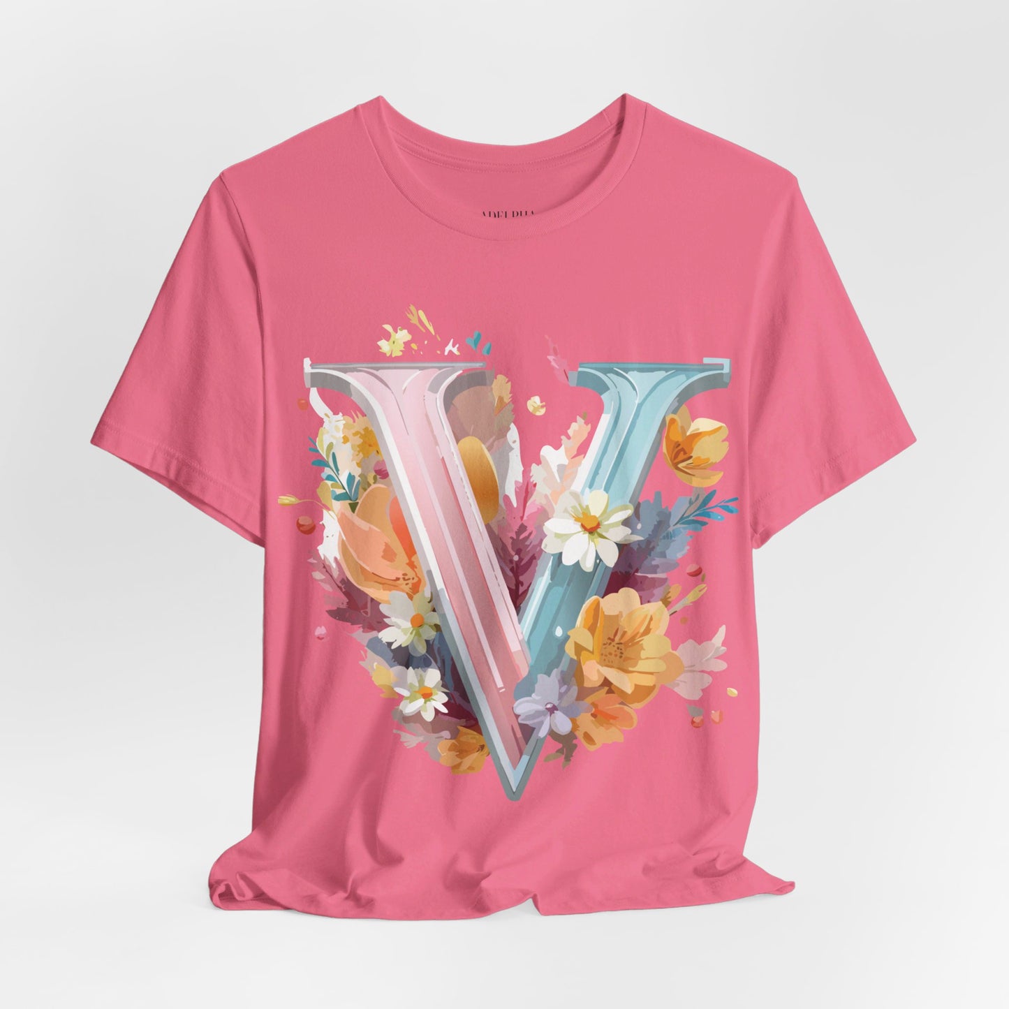 Natural Cotton Tee Shirt - Letters Collection - V Printify