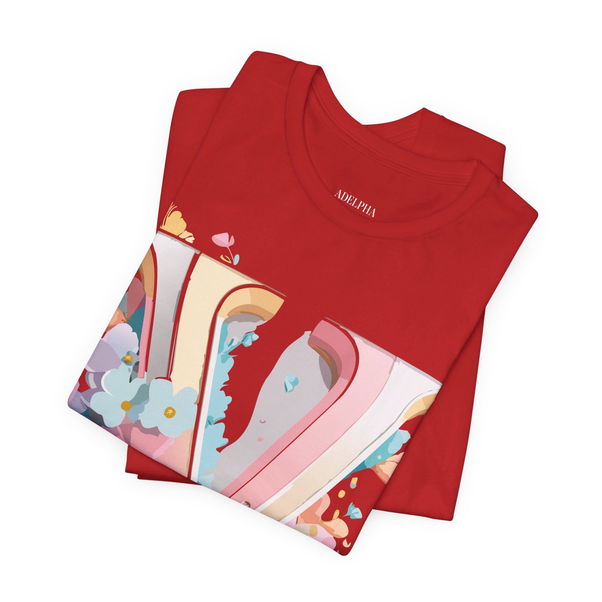 Natural Cotton Tee Shirt - Letters Collection - V Printify