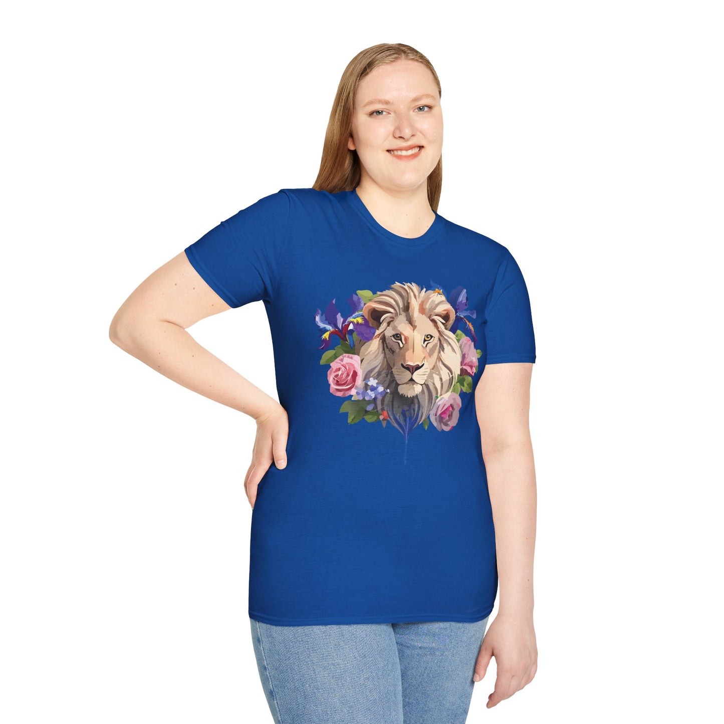 Lion Shirt, Shirt with Lion, Floral Lion Tee, Shirt with Animals