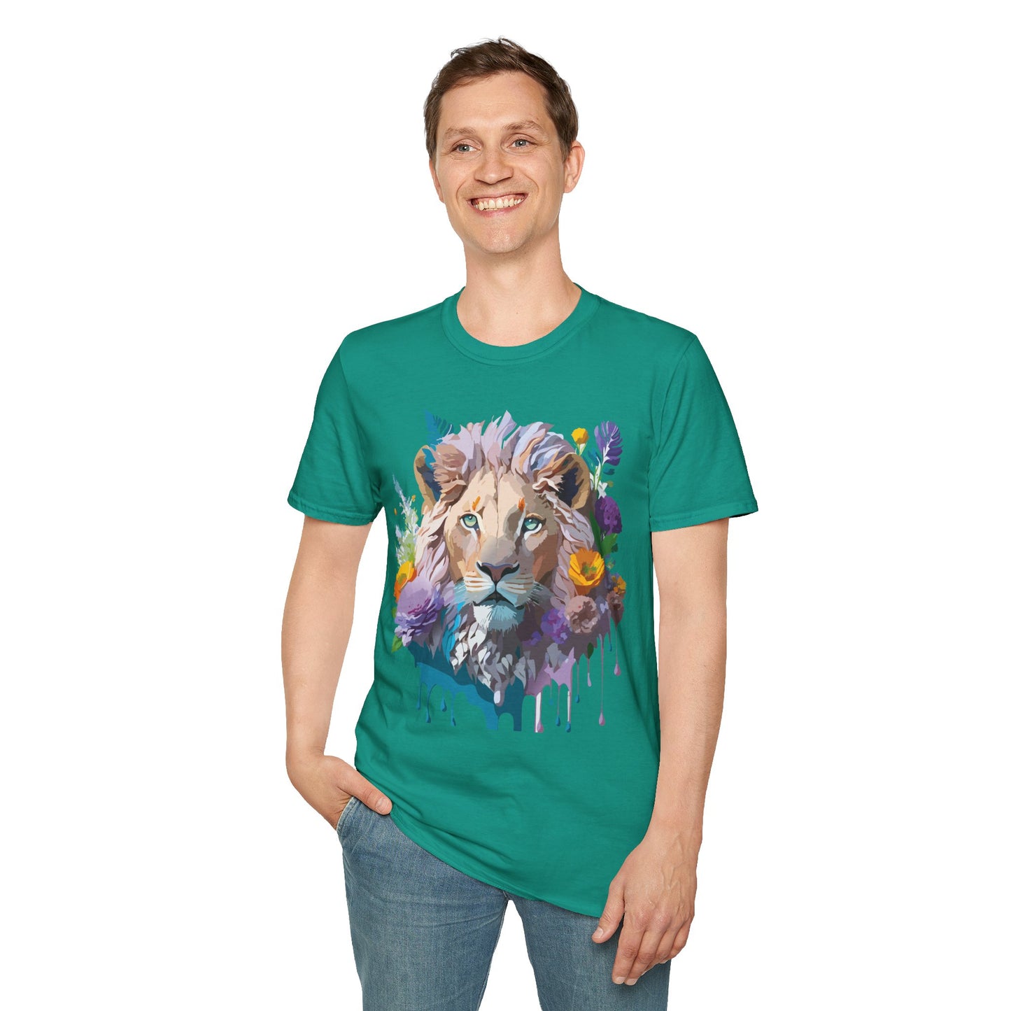 Lion Shirt, Shirt with Lion, Floral Lion Tee, Shirt with Animals