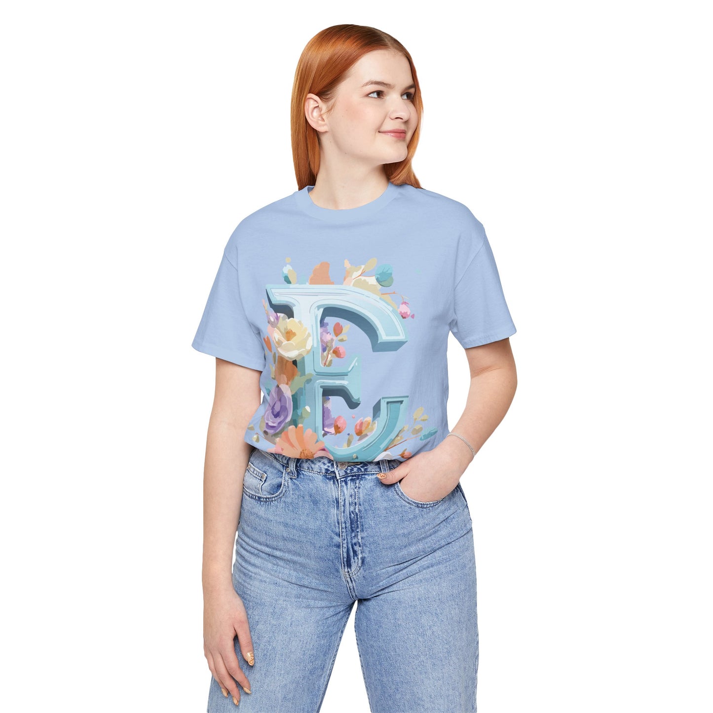 Natural Cotton Tee Shirt - Letters Collection - E Printify