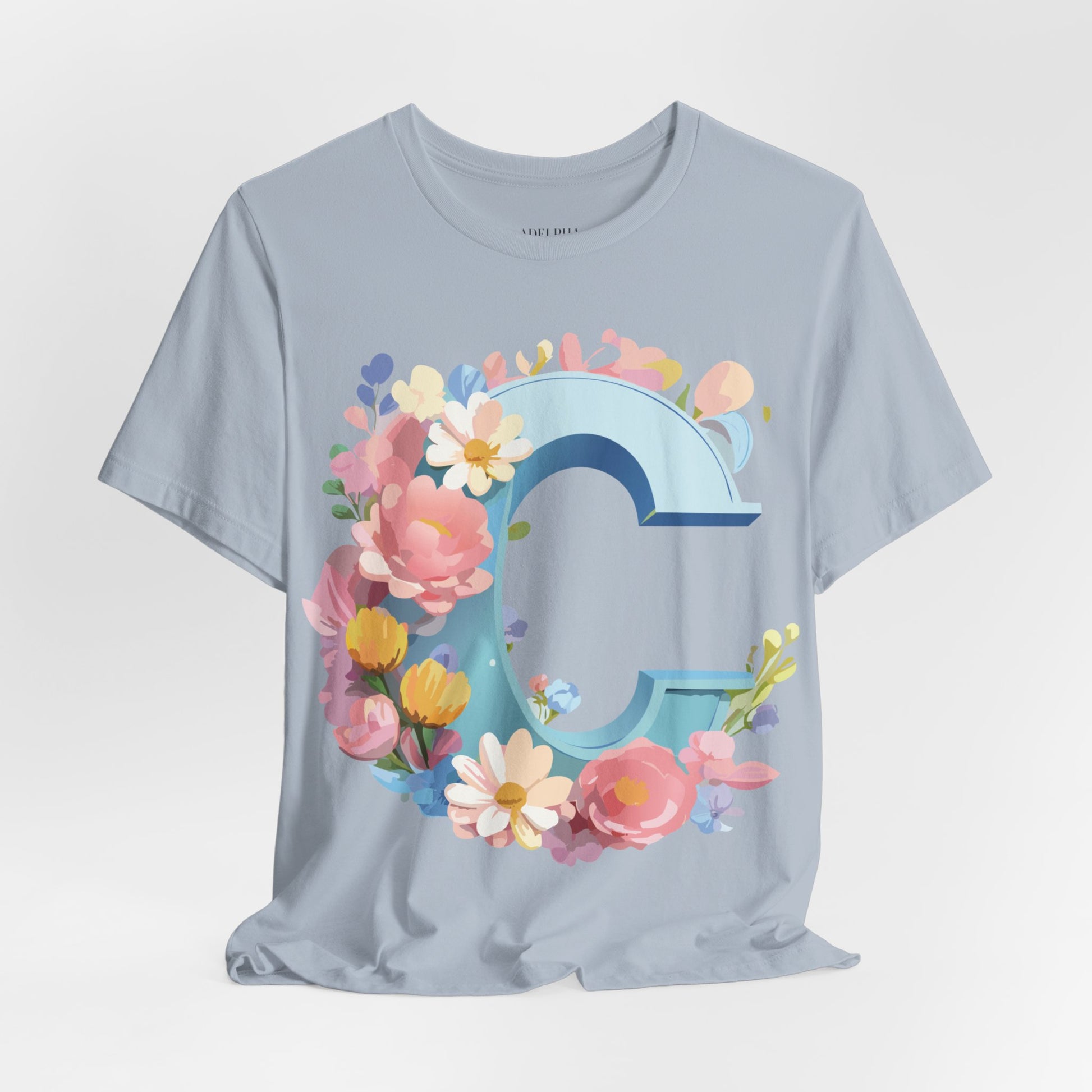 Natural Cotton Tee Shirt - Letters Collection - C Printify