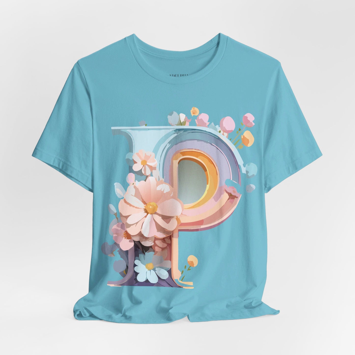 Natural Cotton Tee Shirt - Letters Collection - P Printify