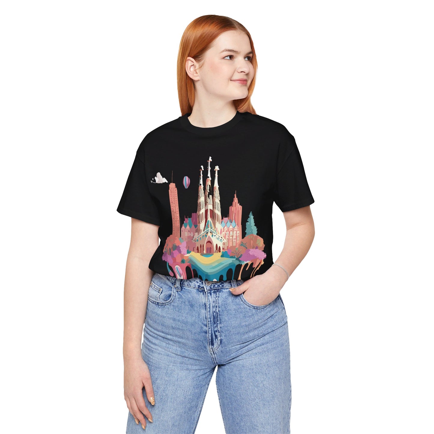 Natural Cotton Tee Shirt - Beautiful Places Collection - Barcelona Printify
