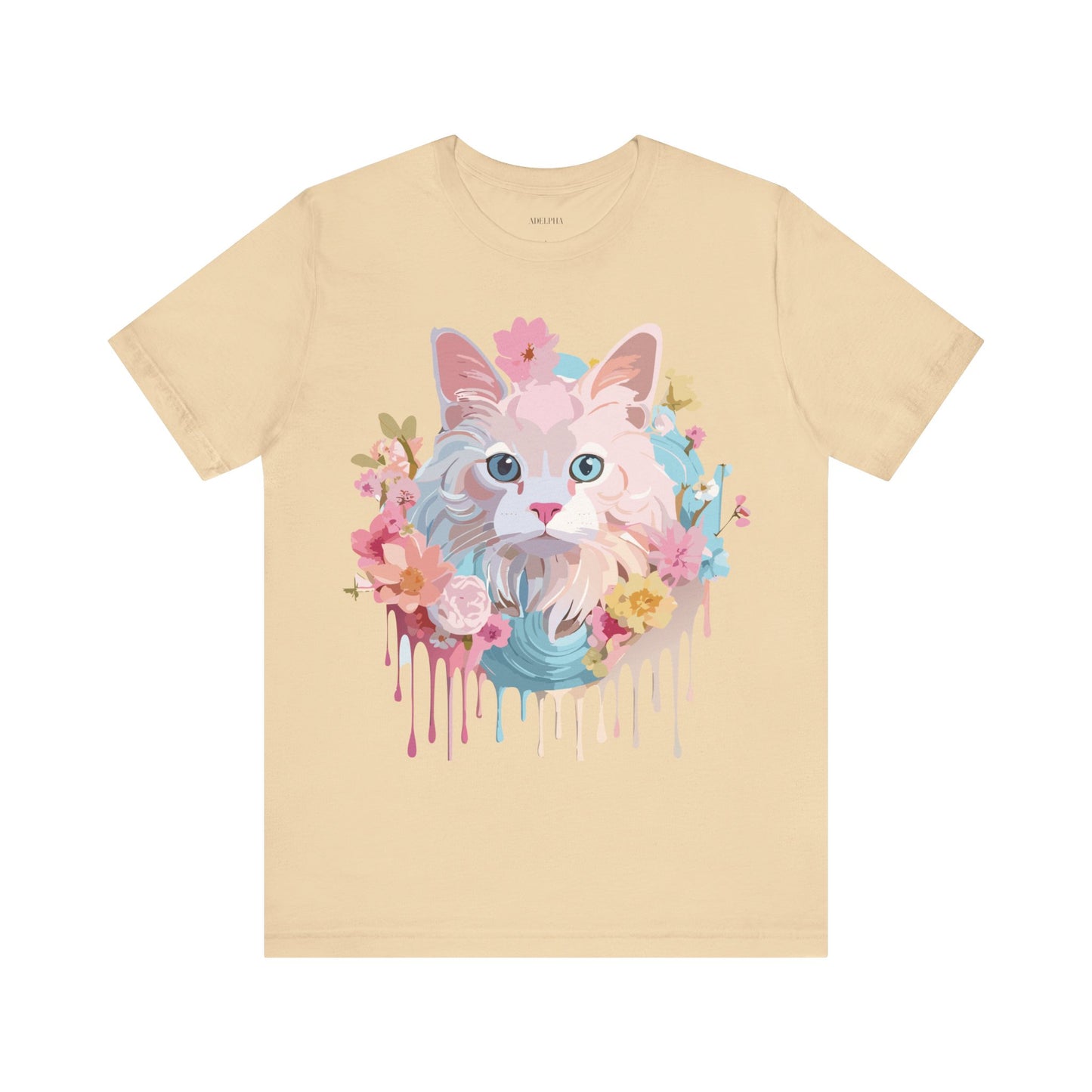 Natural Cotton Tee Shirt with Cat Printify