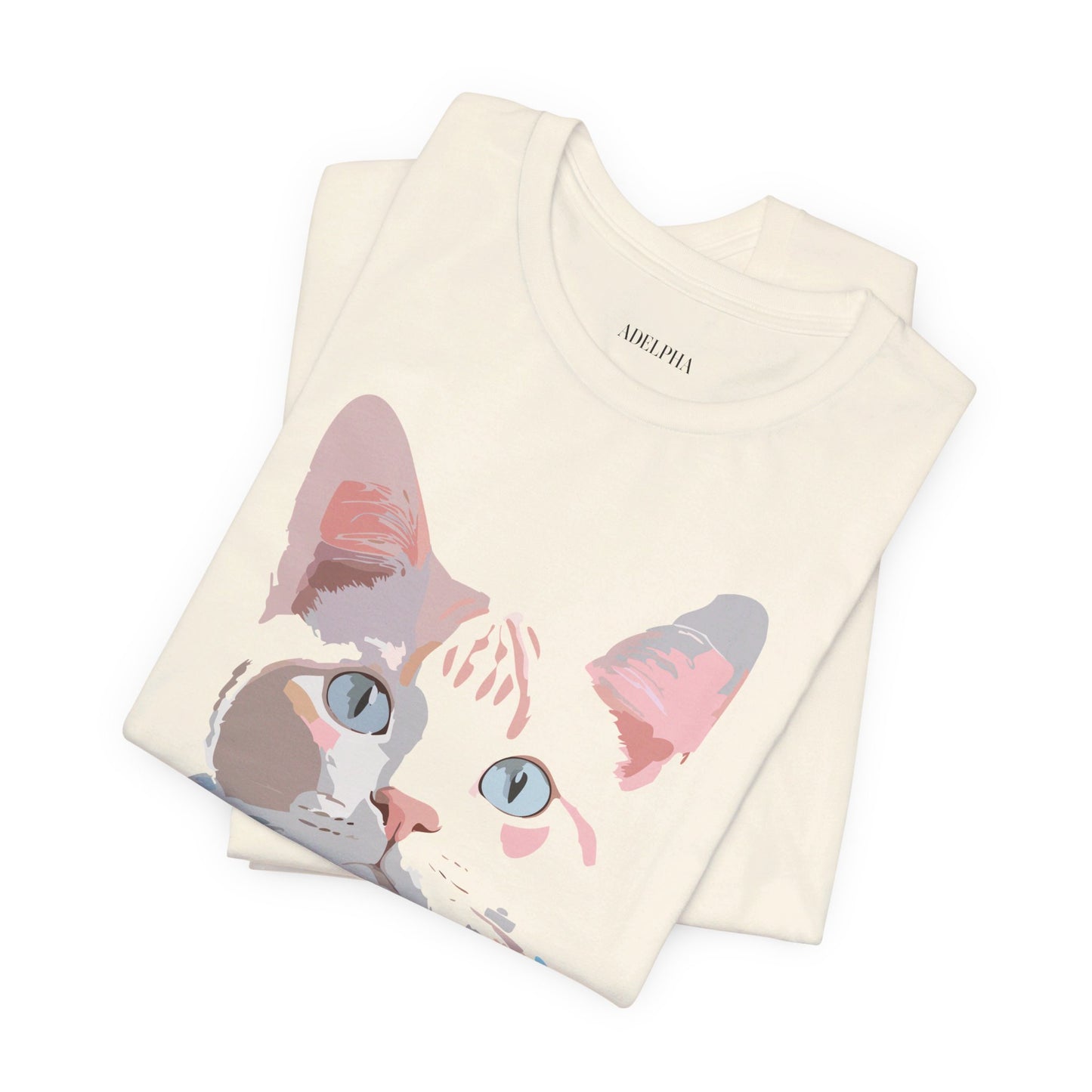 Natural Cotton Tee Shirt with Cat Printify