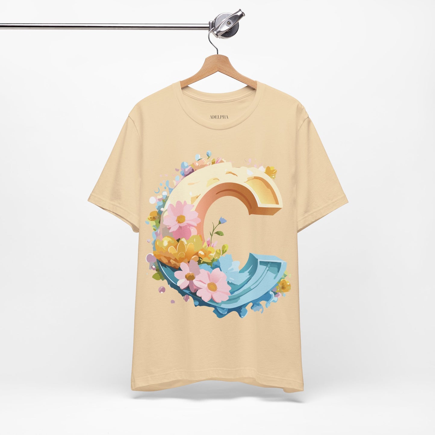 Natural Cotton Tee Shirt - Letters Collection - C Printify