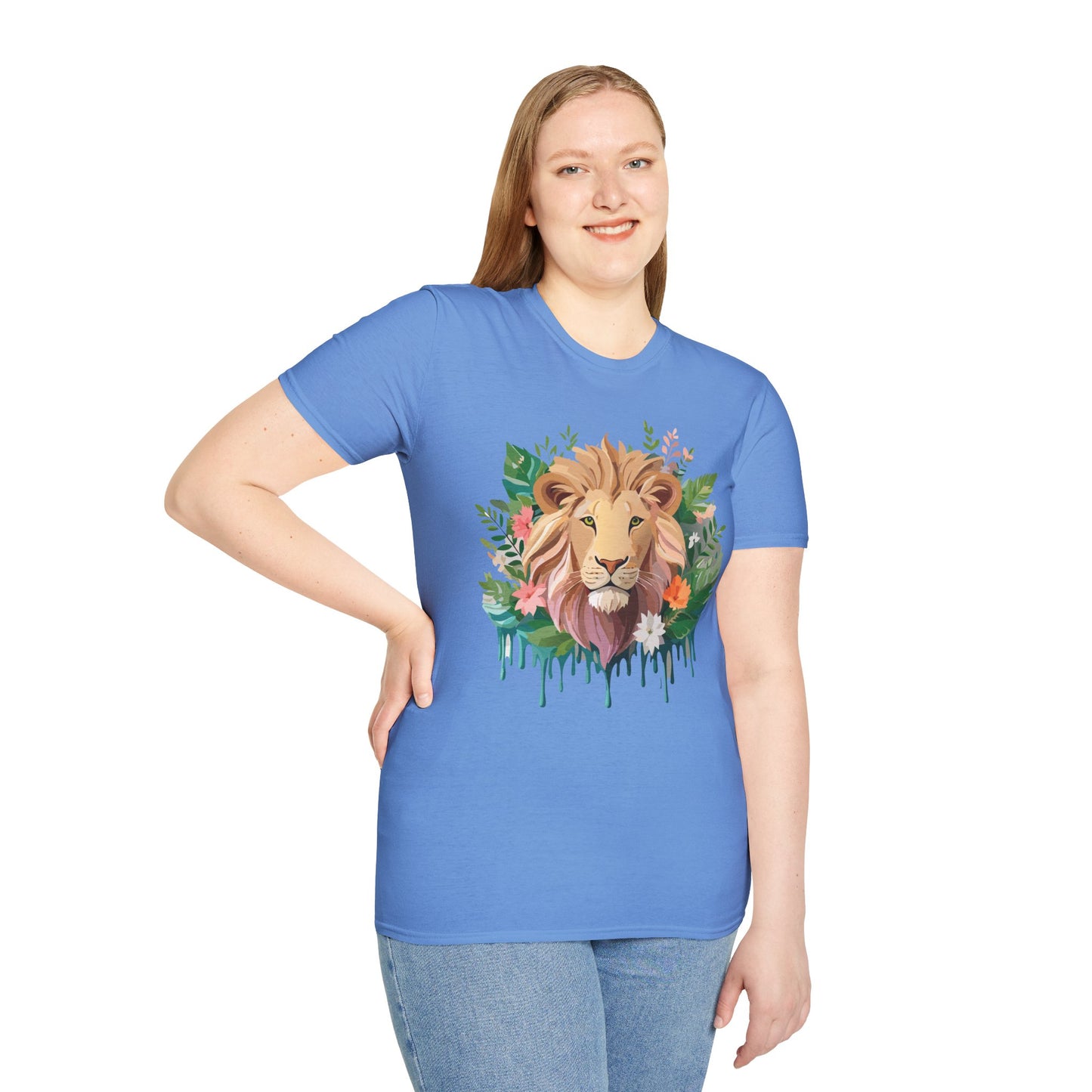 Lion Shirt, Shirt with Lion, Floral Lion Tee, Shirt with Animals