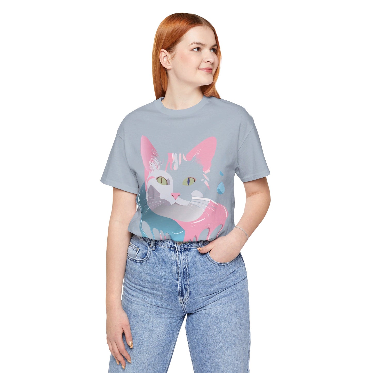 Natural Cotton Tee Shirt with Cat Printify