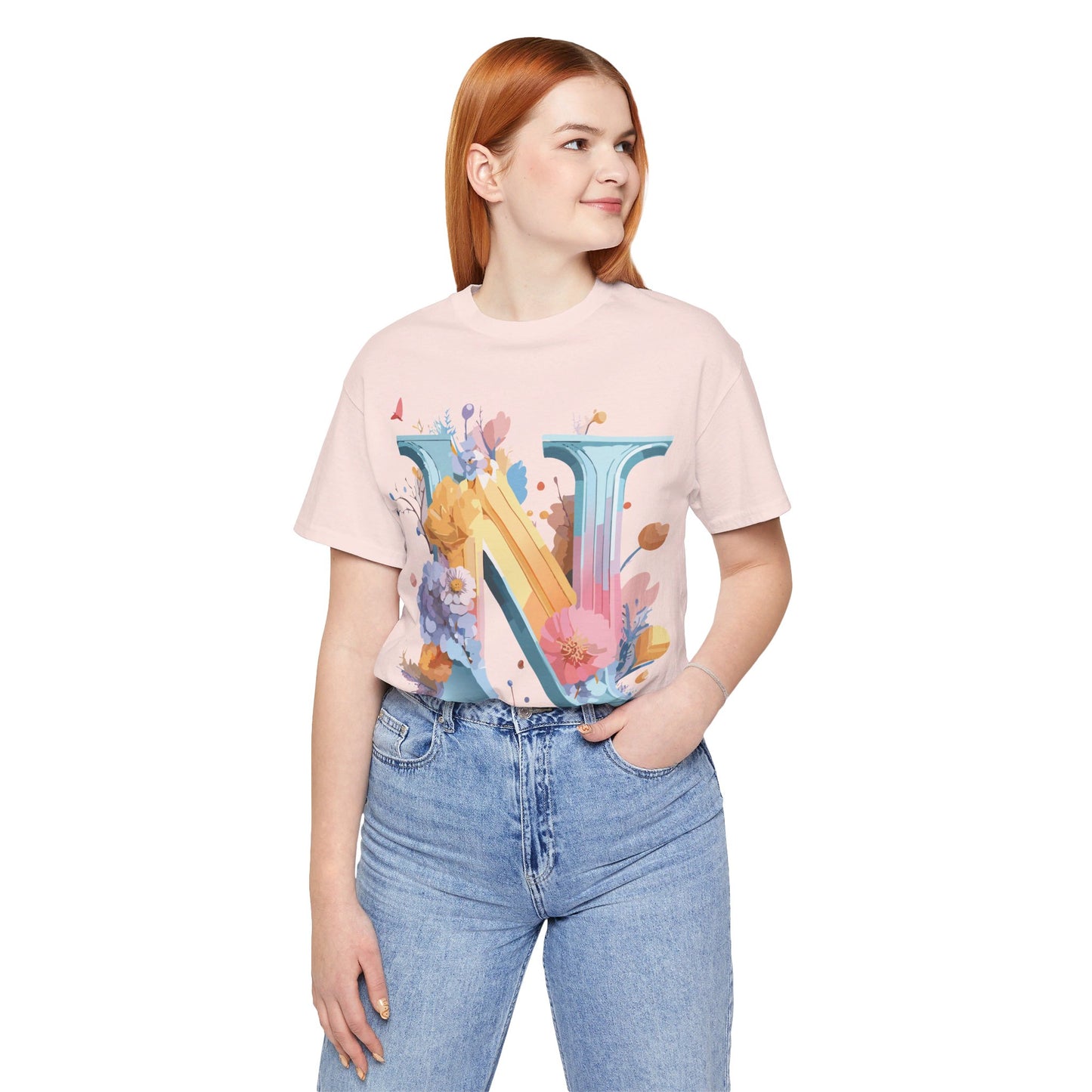 Natural Cotton Tee Shirt - Letters Collection - N Printify