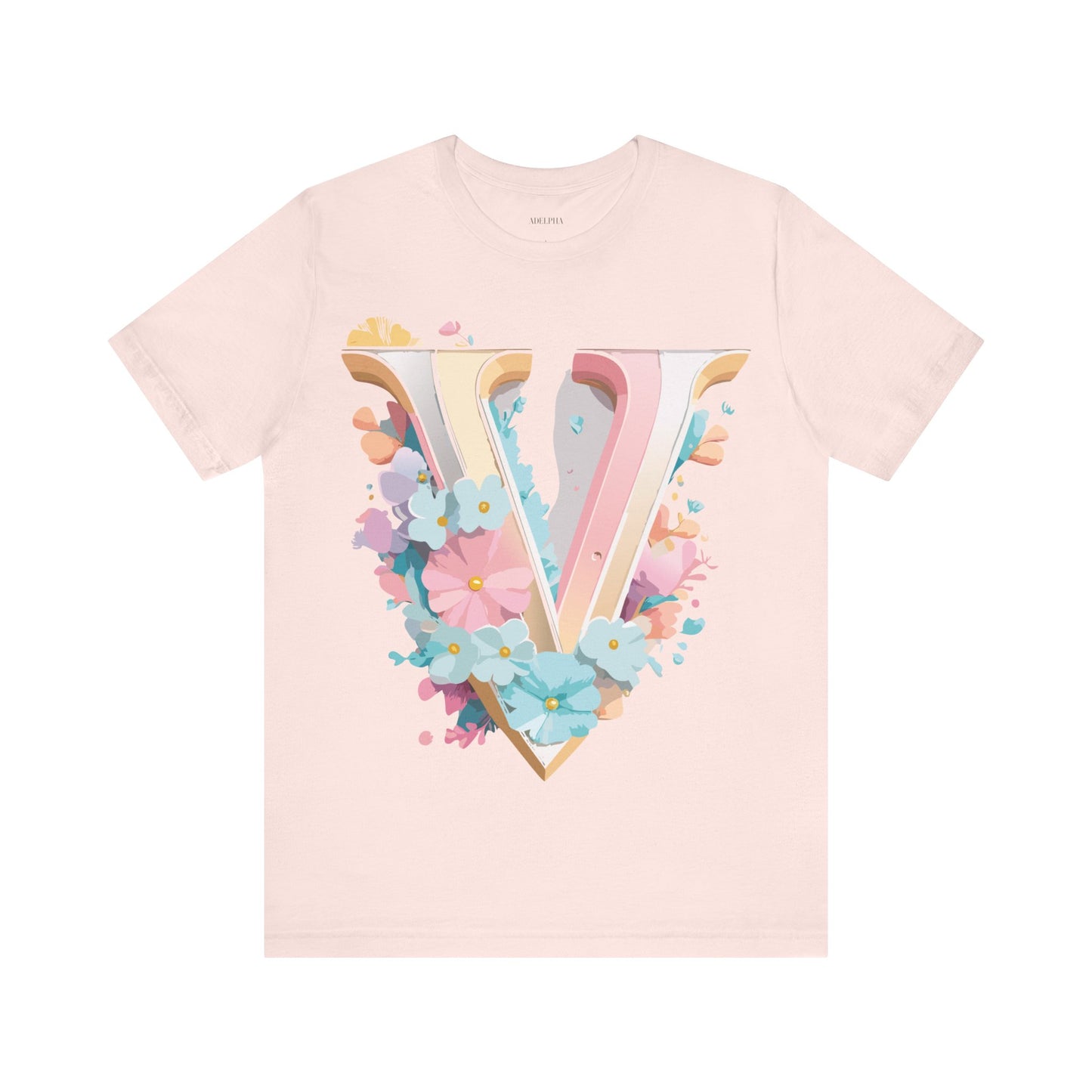 Natural Cotton Tee Shirt - Letters Collection - V Printify