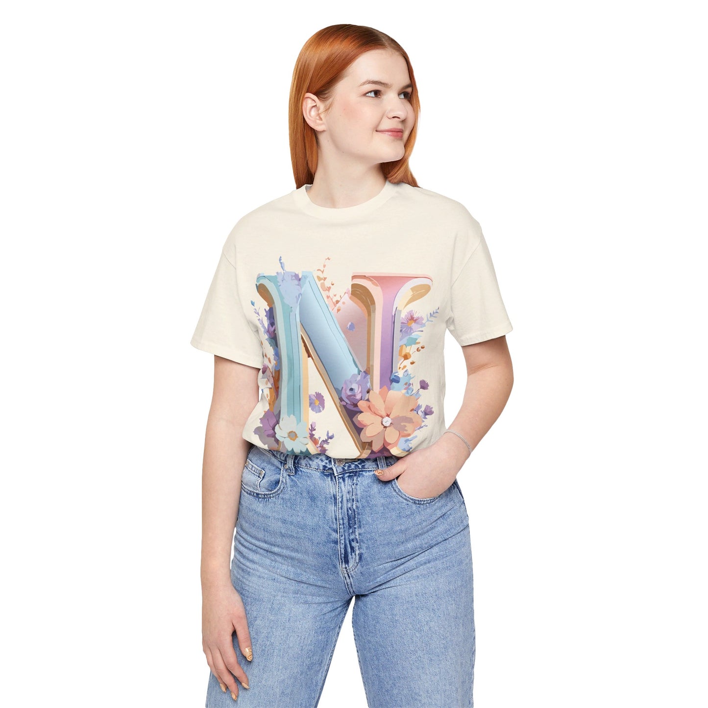 Natural Cotton Tee Shirt - Letters Collection - N Printify