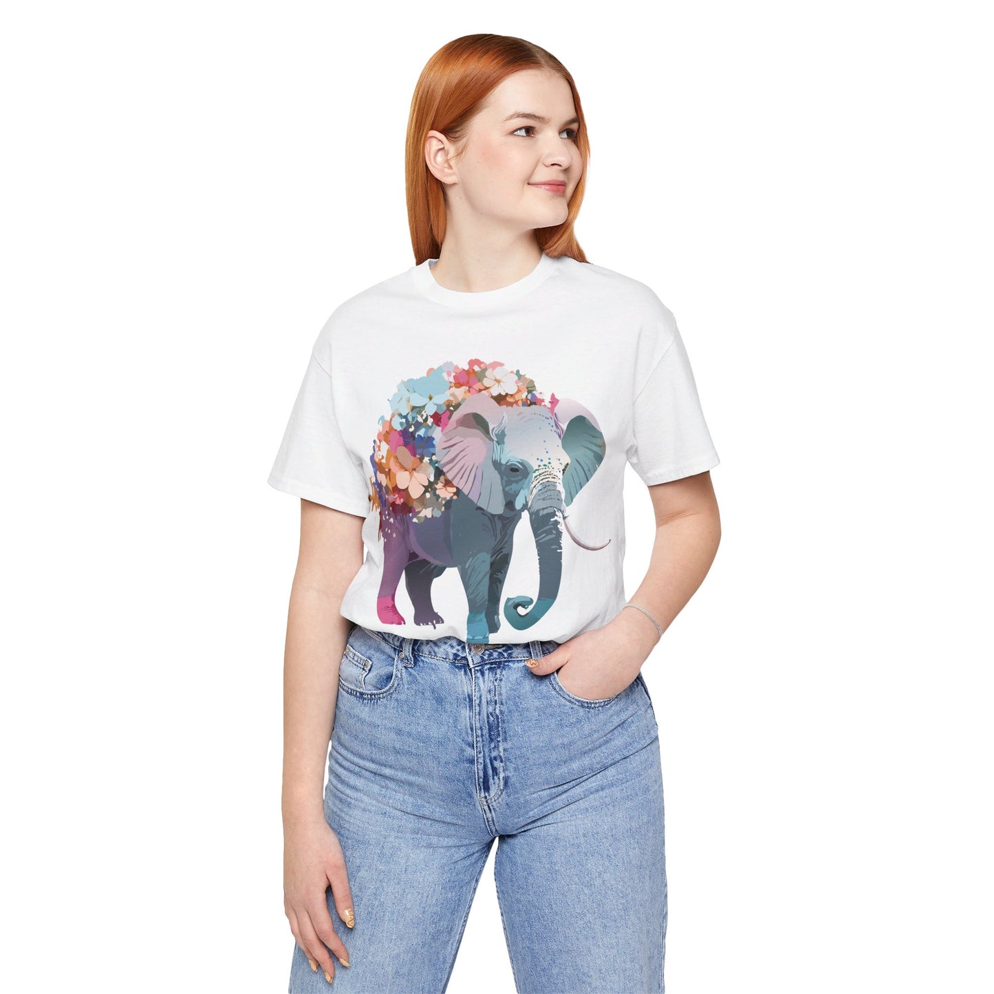 Natural Cotton Tee Shirt with Elephant Printify