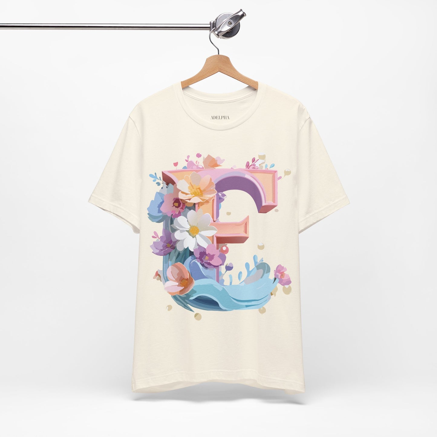 Natural Cotton Tee Shirt - Letters Collection - E Printify