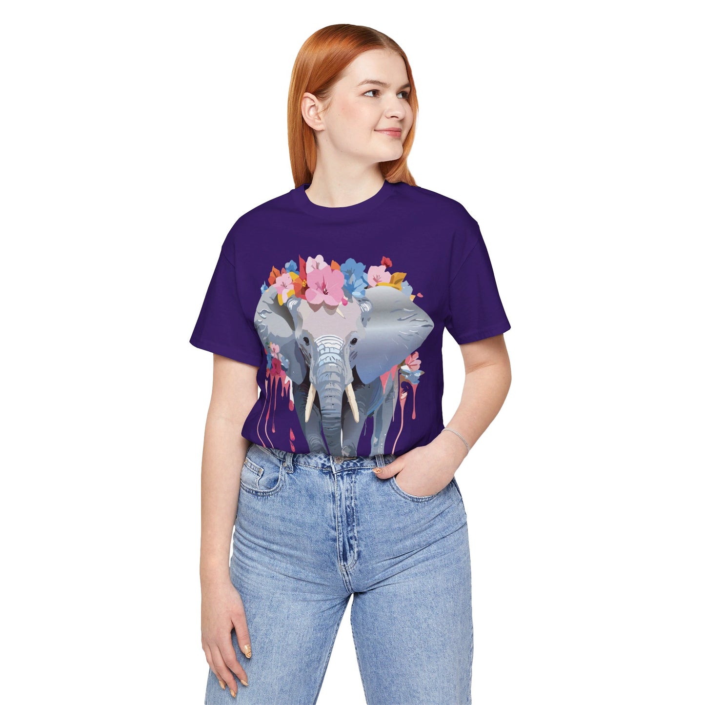 Natural Cotton Tee Shirt with Elephant Printify