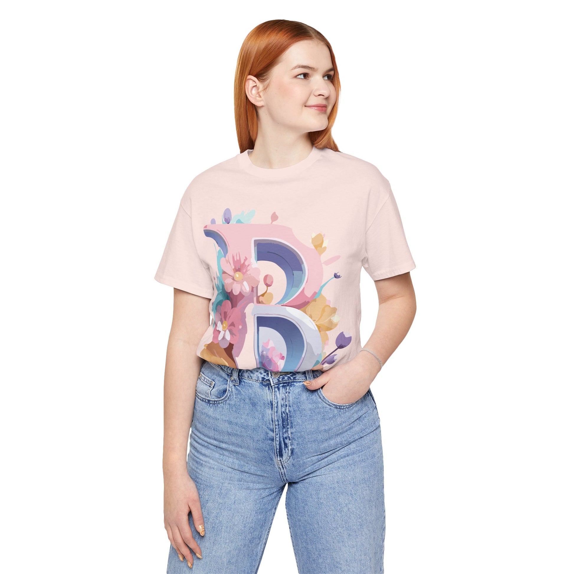 Natural Cotton Tee Shirt - Letters Collection - B Printify