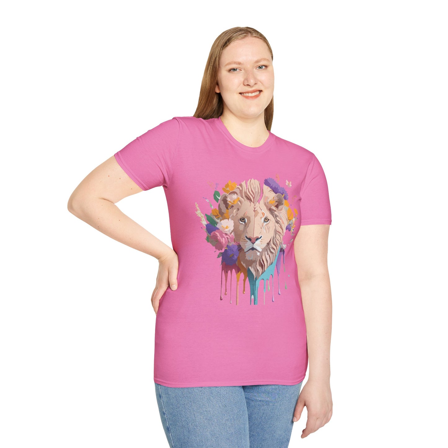 Lion Shirt, Shirt with Lion, Floral Lion Tee, Shirt with Animals