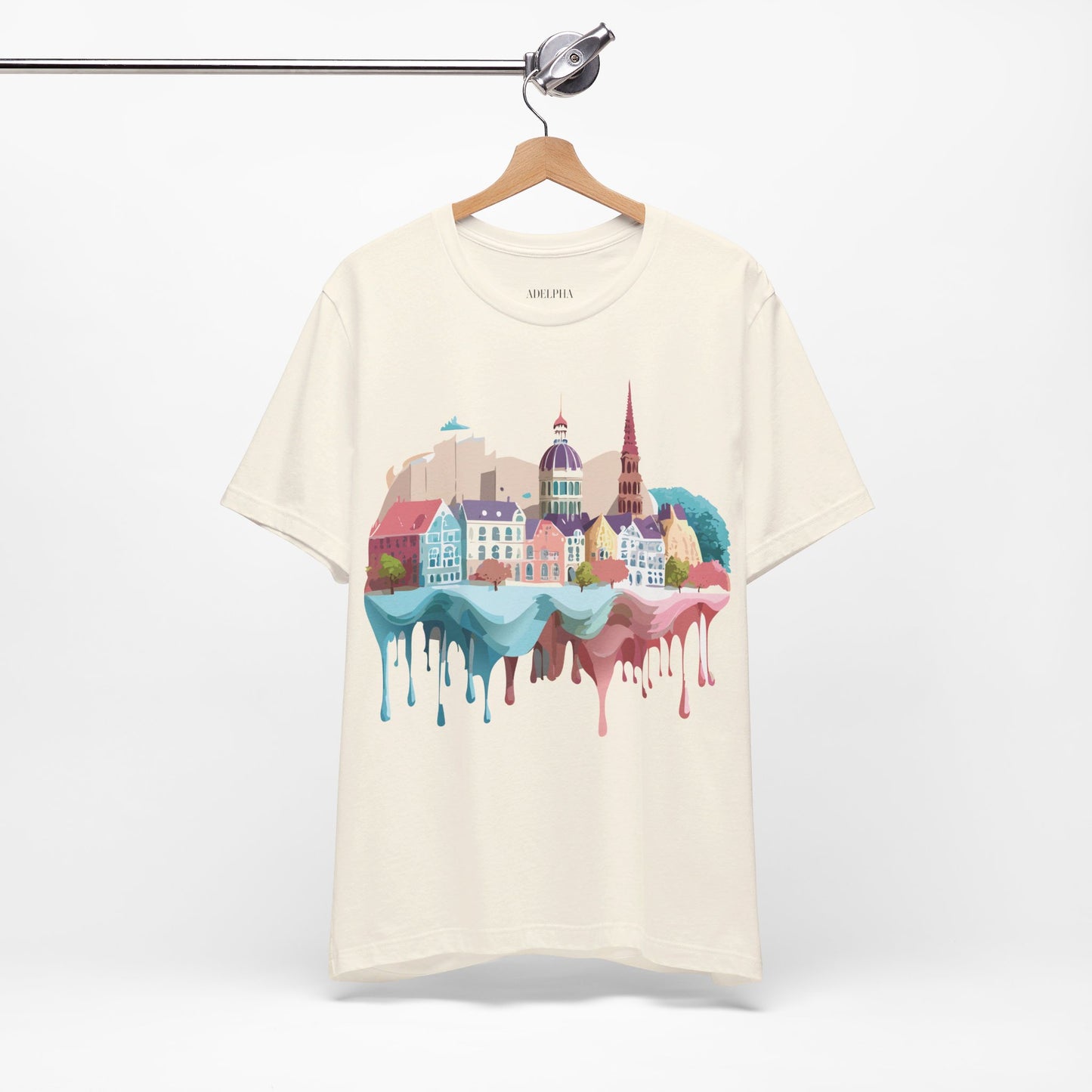 Natural Cotton Tee Shirt - Beautiful Places Collection - Warnemünde and Rostock - Germany Printify