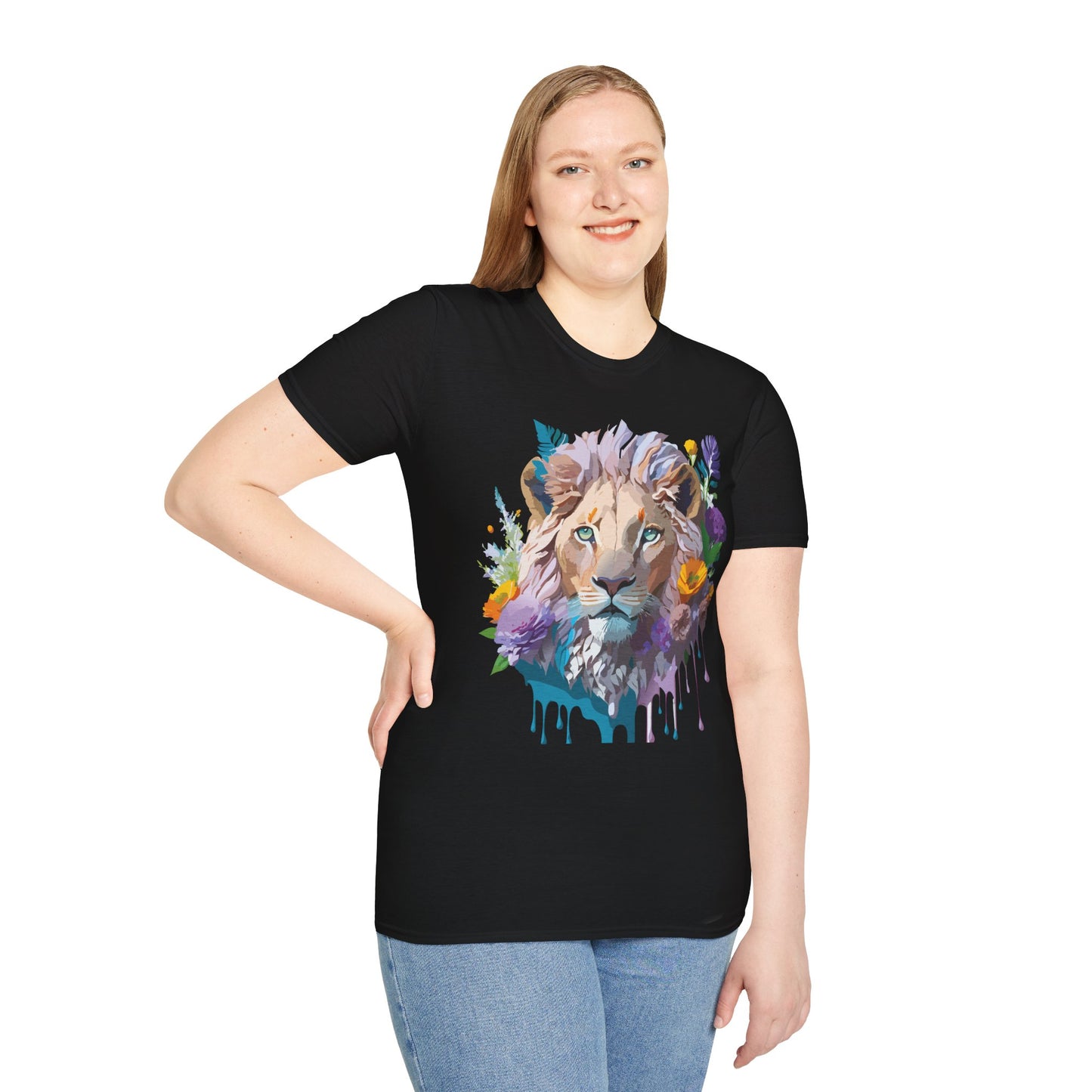 Lion Shirt, Shirt with Lion, Floral Lion Tee, Shirt with Animals