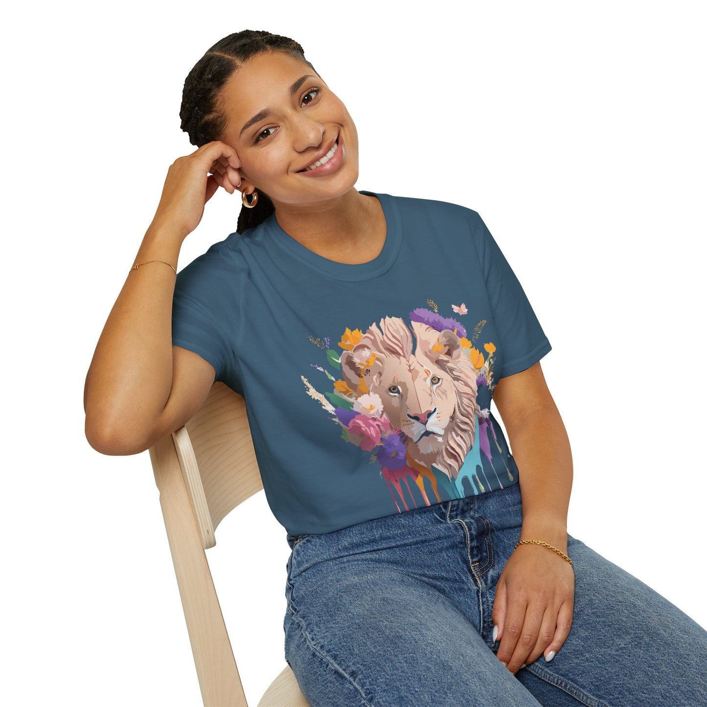 Lion Shirt, Shirt with Lion, Floral Lion Tee, Shirt with Animals