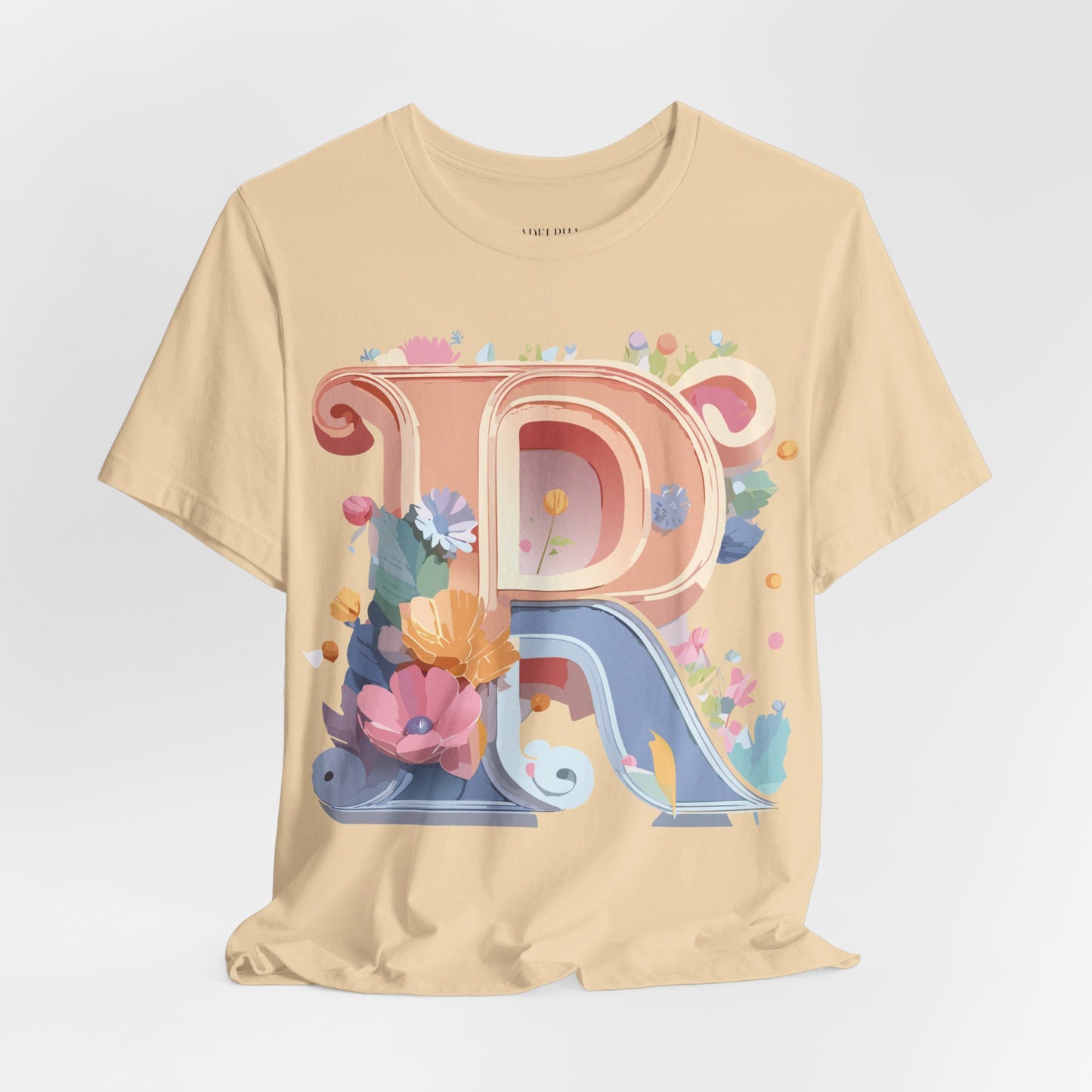 Natural Cotton Tee Shirt - Letters Collection - R Printify