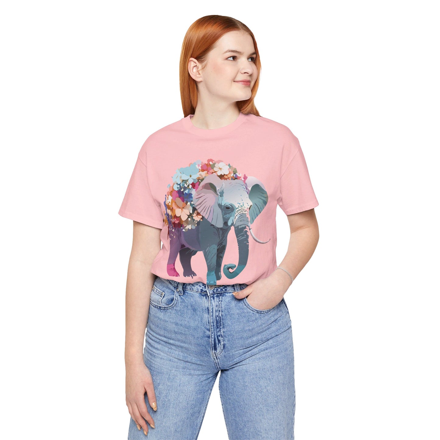 Natural Cotton Tee Shirt with Elephant Printify