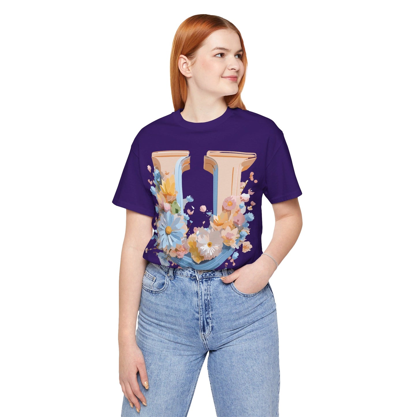 Natural Cotton Tee Shirt - Letters Collection - U Printify