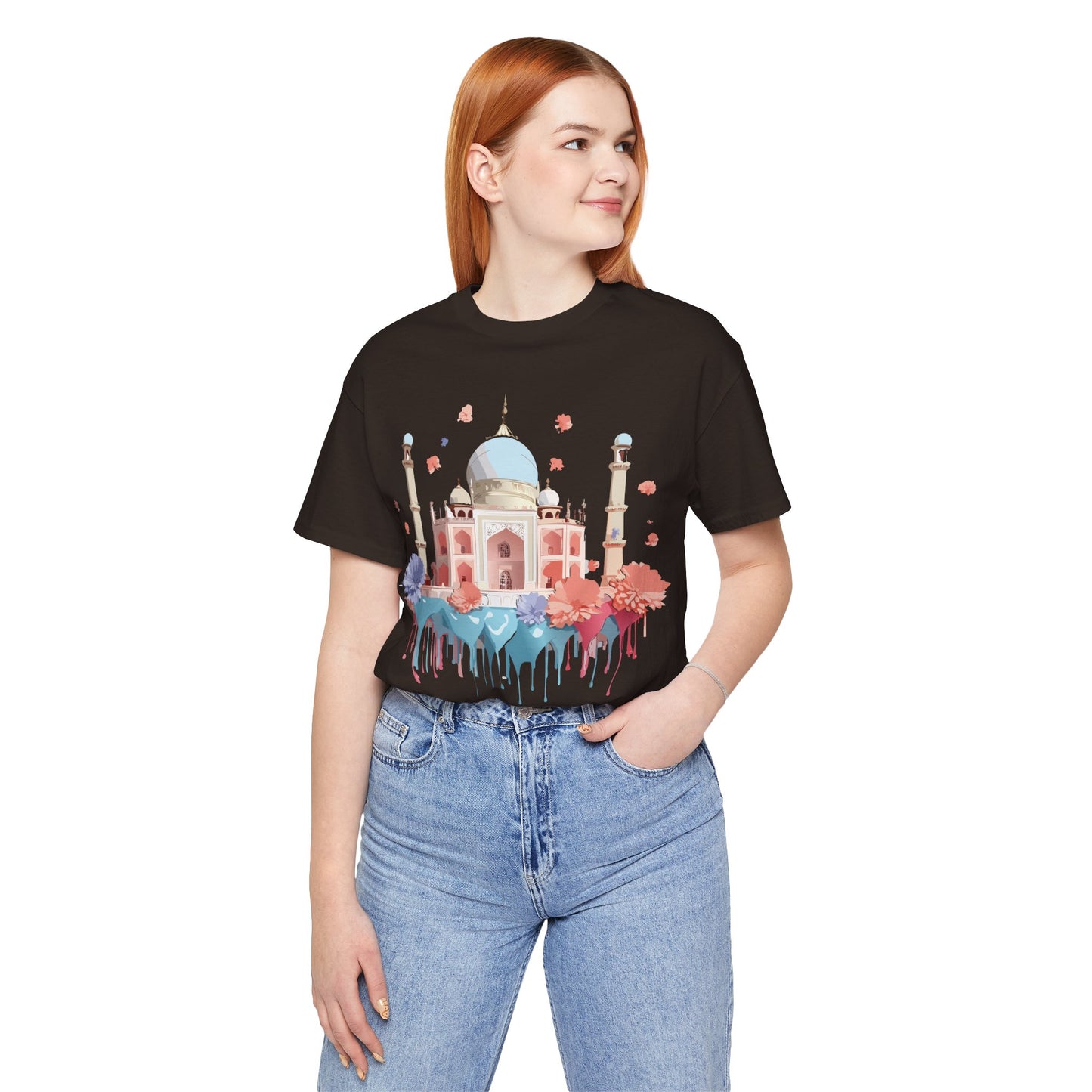 Natural Cotton Tee Shirt - Taj Mahal, India Printify