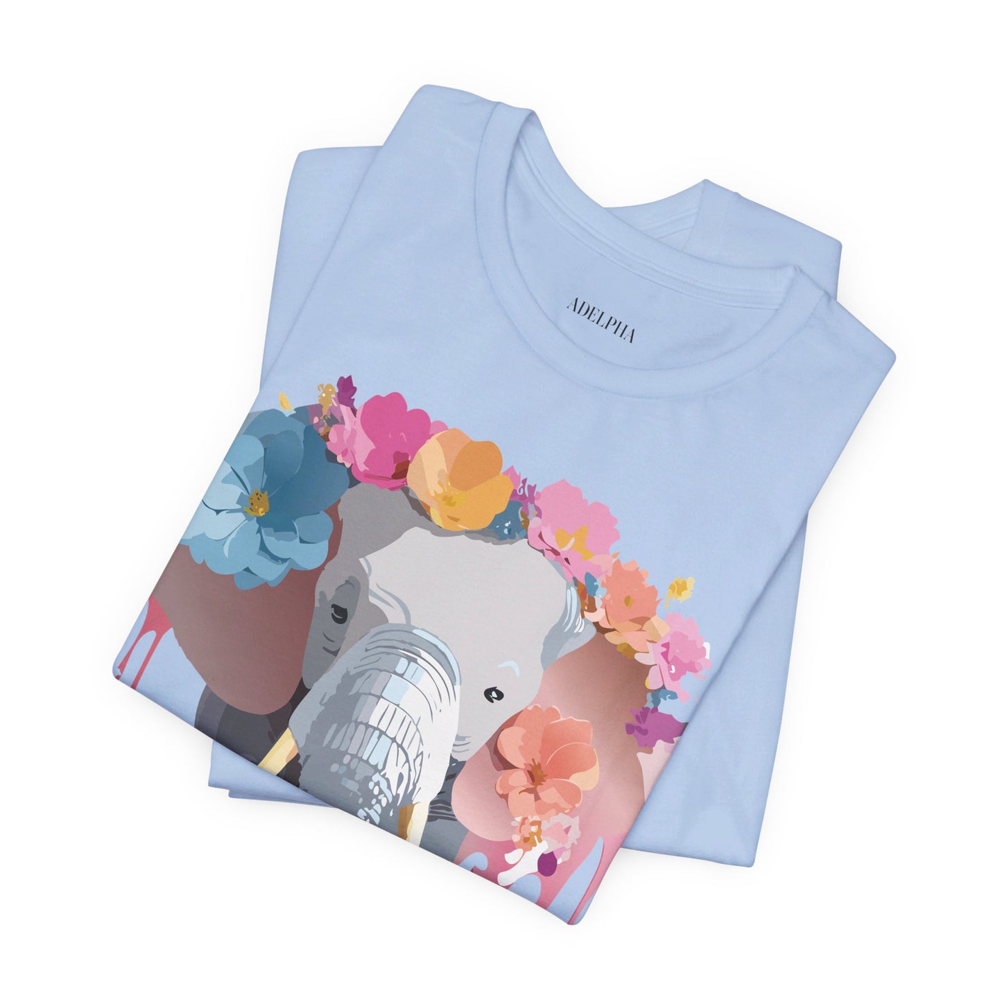 Natural Cotton Tee Shirt with Elephant Printify