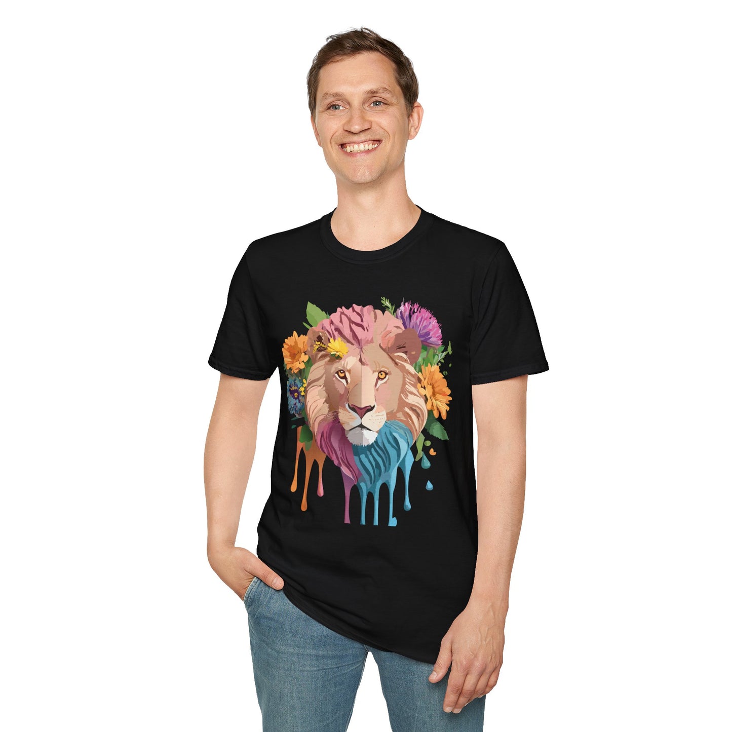 Lion Shirt, Shirt with Lion, Floral Lion Tee, Shirt with Animals