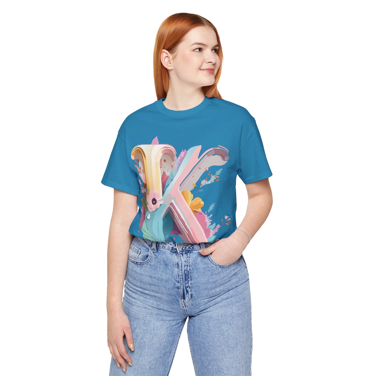 Natural Cotton Tee Shirt - Letters Collection - K Printify
