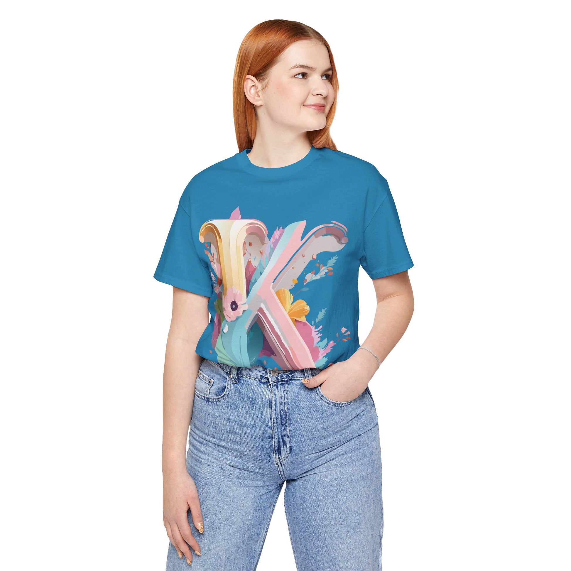 Natural Cotton Tee Shirt - Letters Collection - K Printify